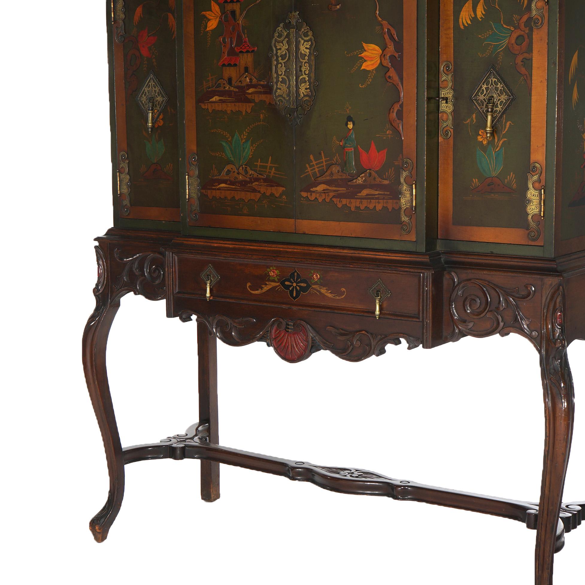 Ancien style français sculpté en acajou polychromé décoré de chinoiserie en vente 3