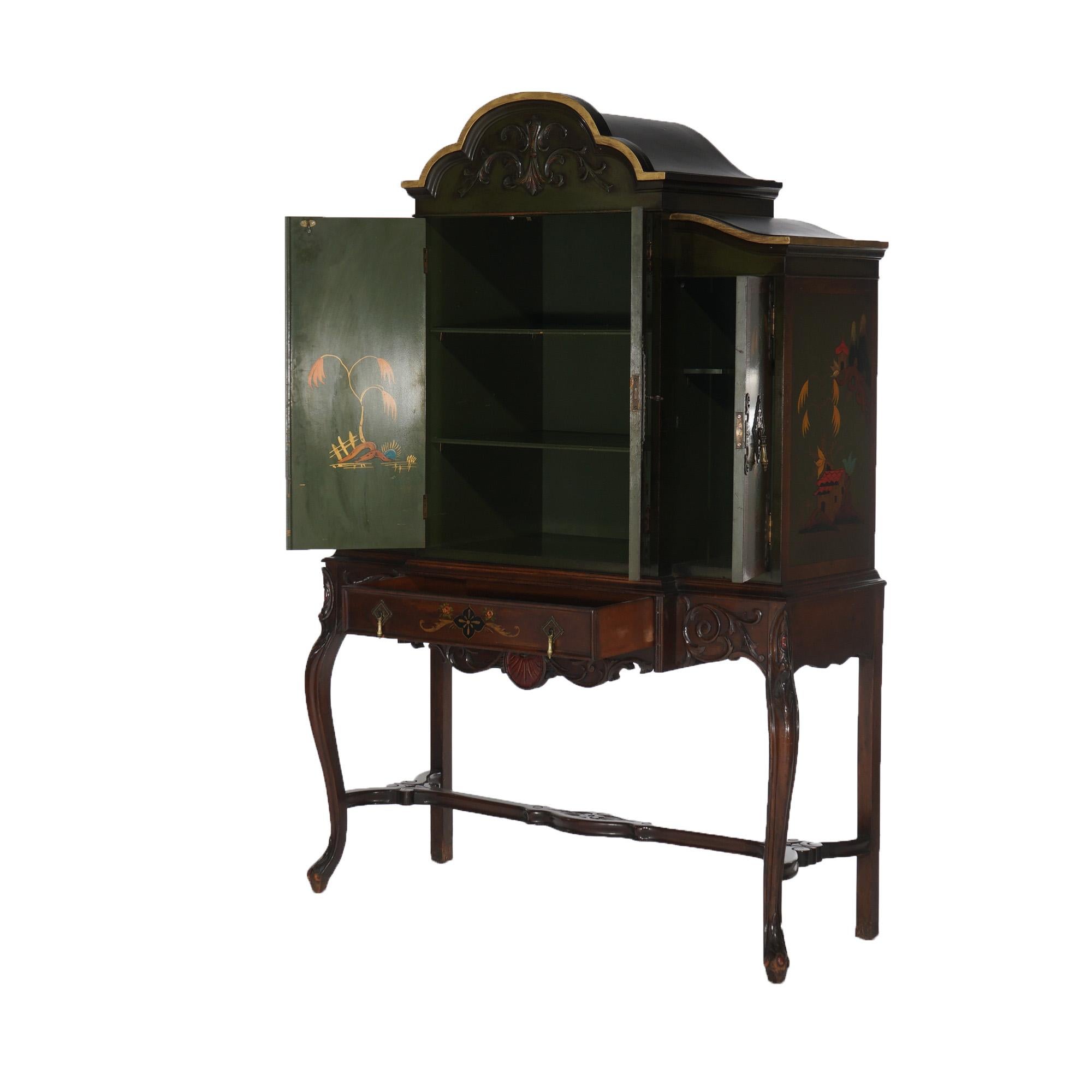Ancien style français sculpté en acajou polychromé décoré de chinoiserie en vente 4
