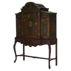 Antique French Style scolpito in mogano policromato decorato a cineserie