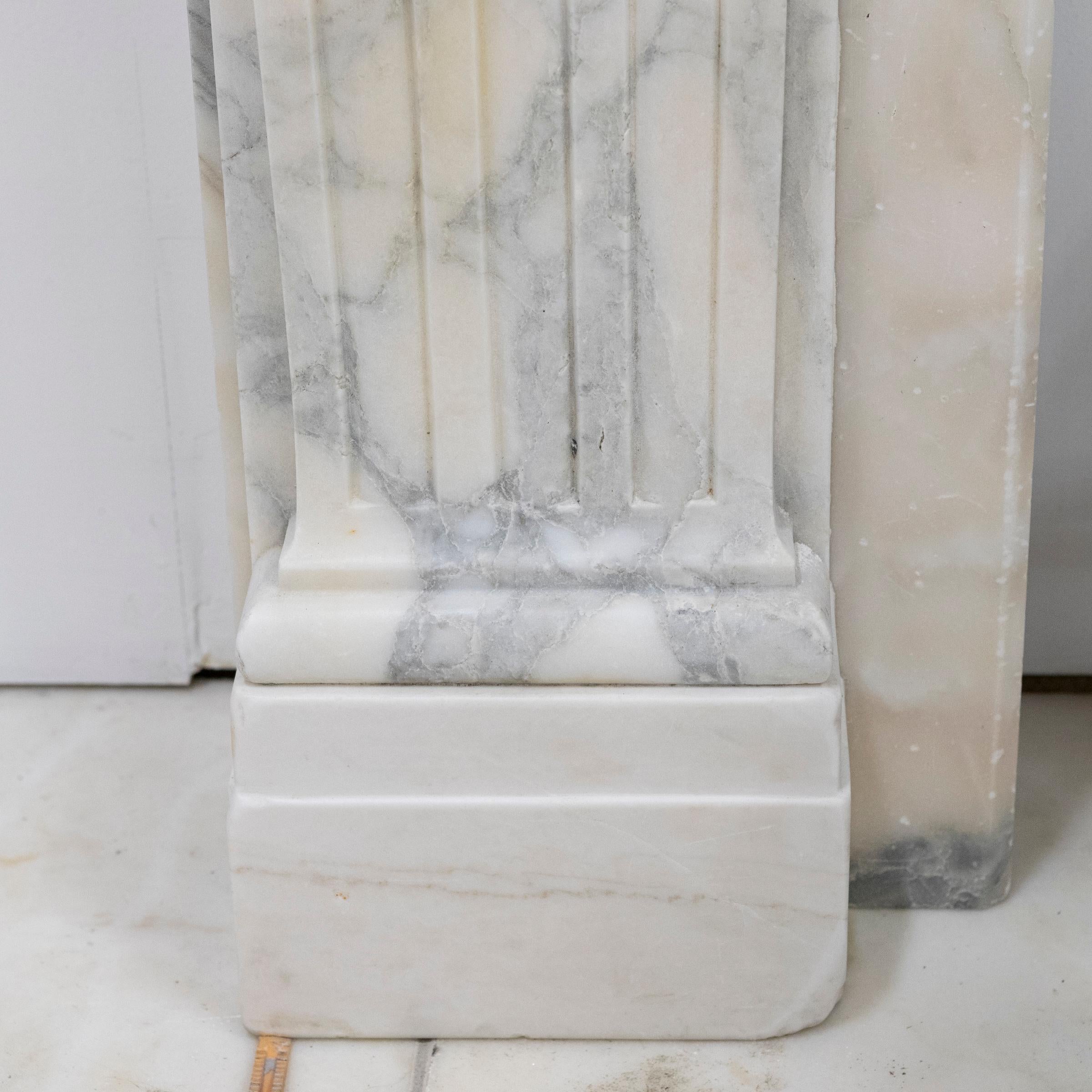 Antique French Style Carved Marble Fireplace For Sale 6
