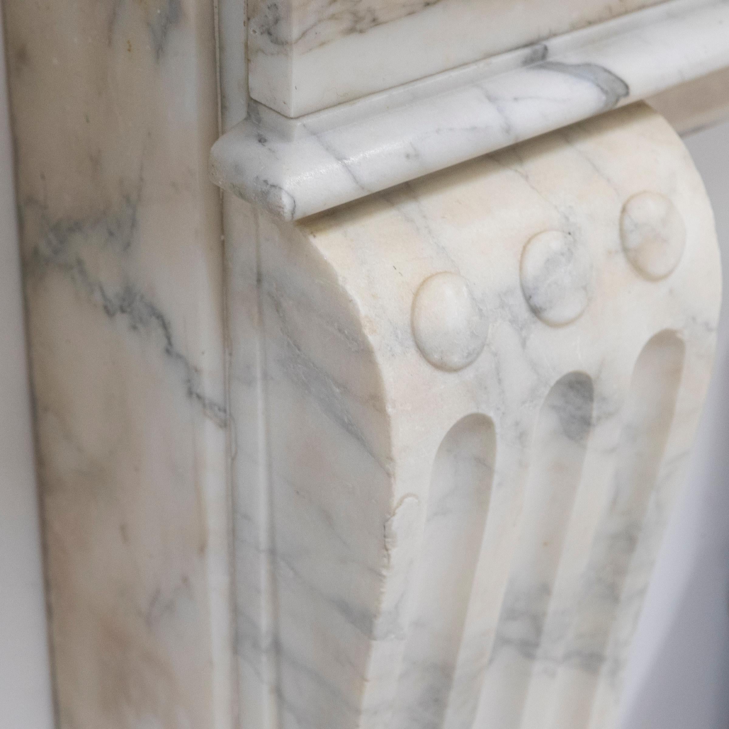 Antique French Style Carved Marble Fireplace For Sale 7
