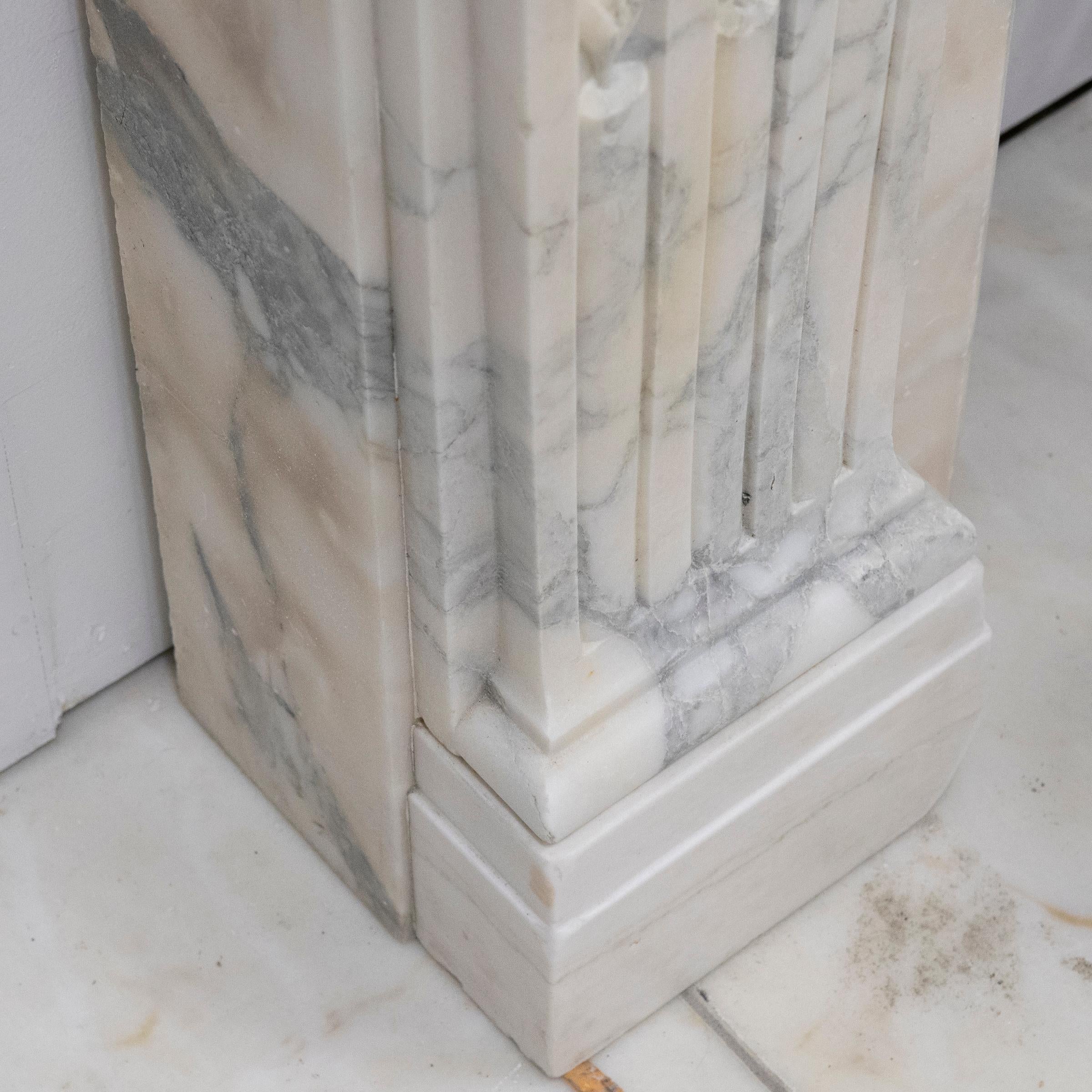Antique French Style Carved Marble Fireplace For Sale 8