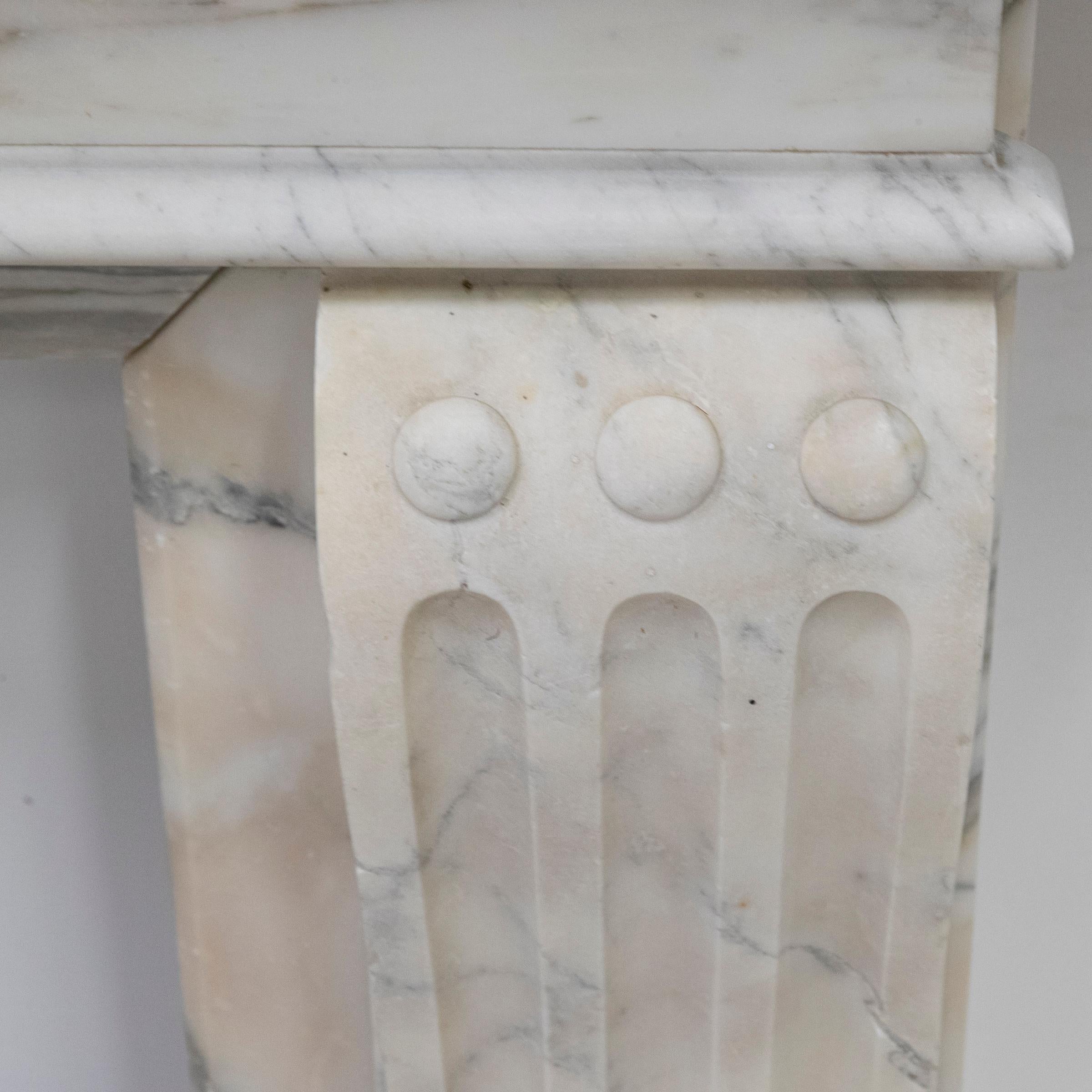 Antique French Style Carved Marble Fireplace For Sale 11