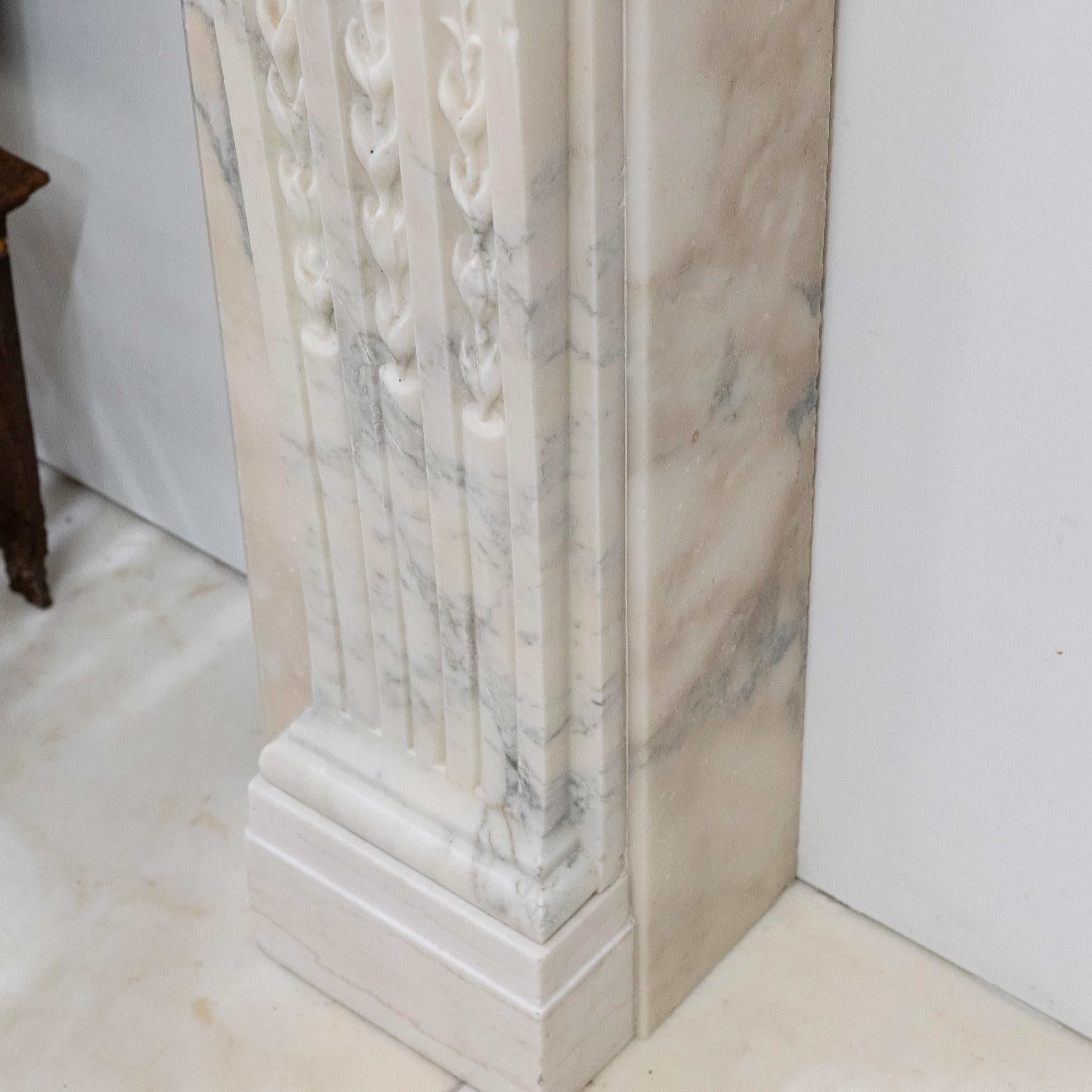Antique French Style Carved Marble Fireplace For Sale 13