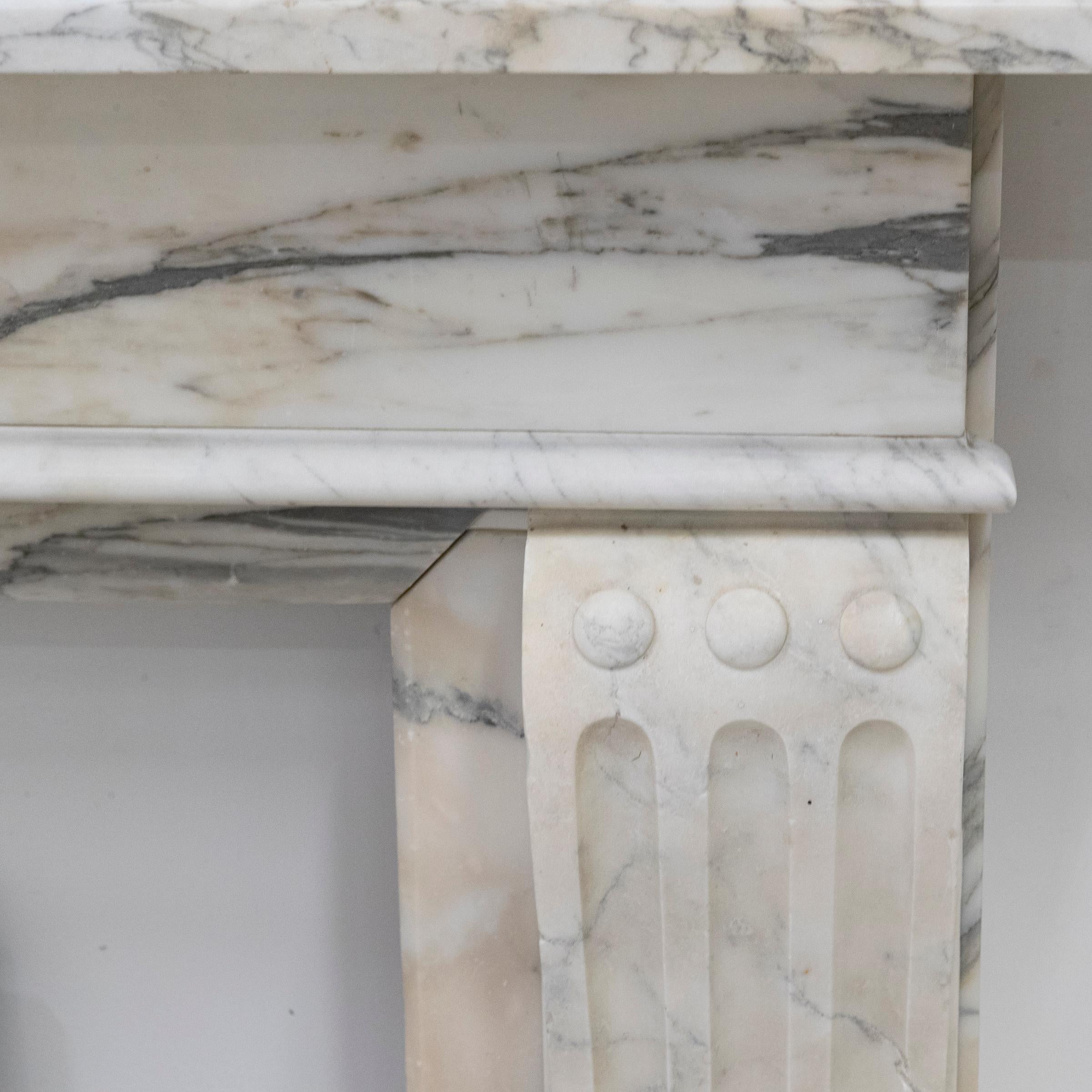 Antique French Style Carved Marble Fireplace For Sale 15