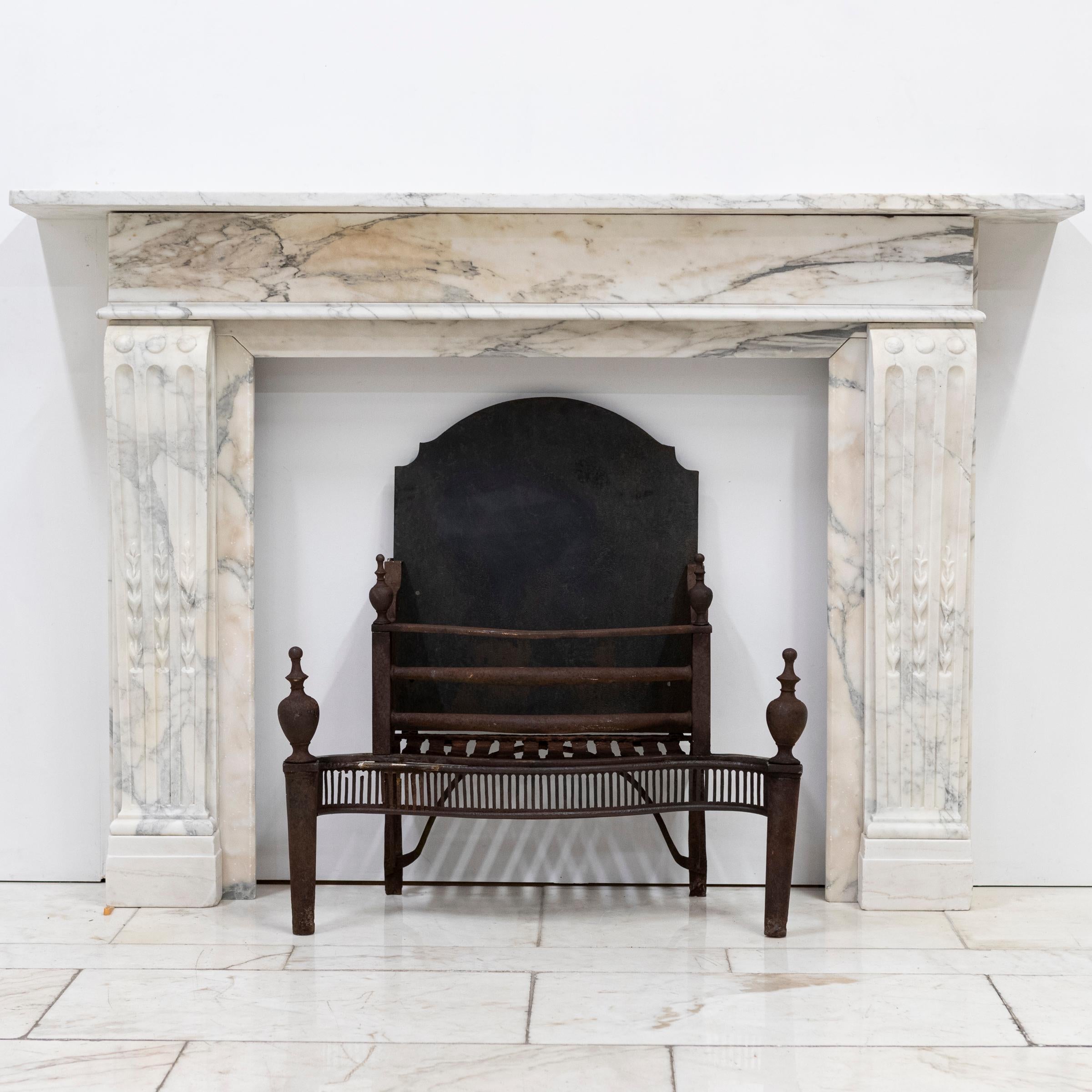 Antique French Style Carved Marble Fireplace For Sale 2