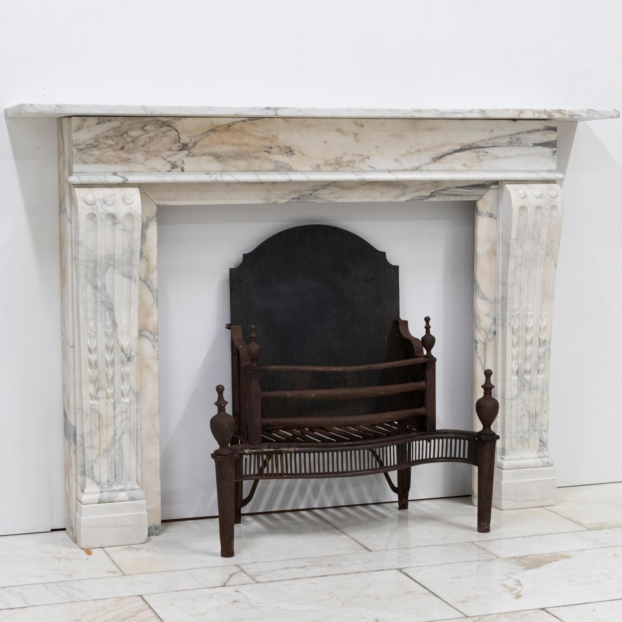 Antique French Style Carved Marble Fireplace For Sale 3
