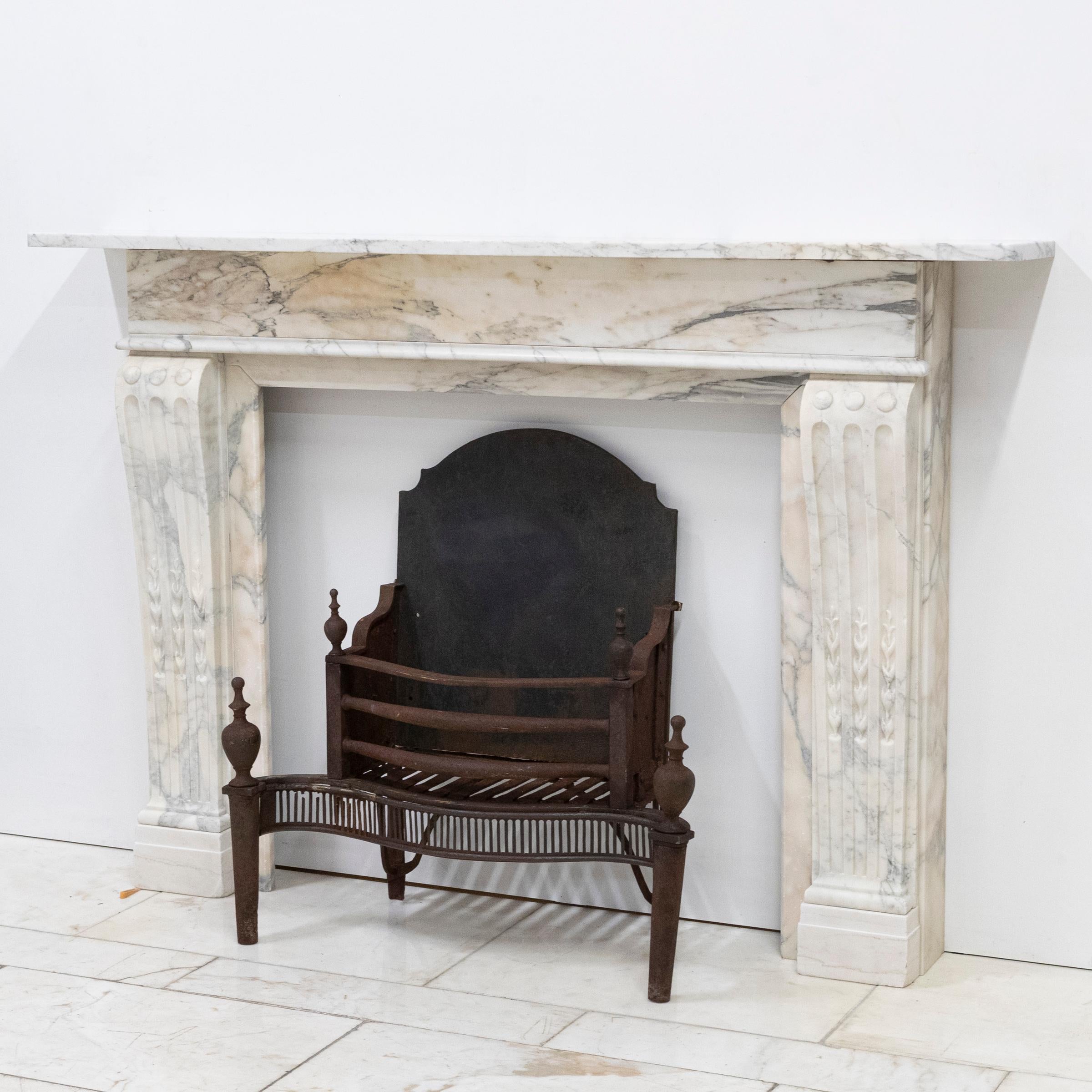 Antique French Style Carved Marble Fireplace For Sale 4