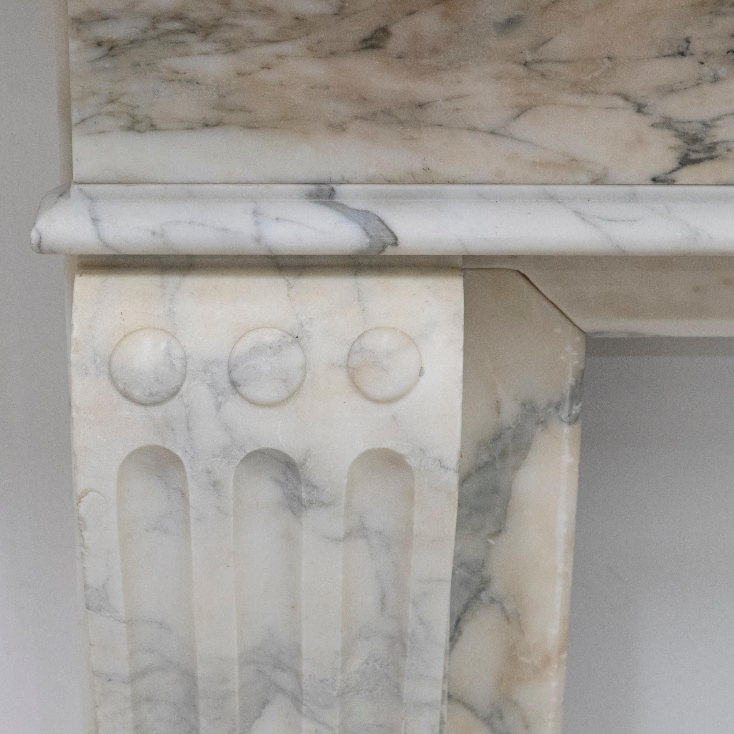 Antique French Style Carved Marble Fireplace For Sale 5