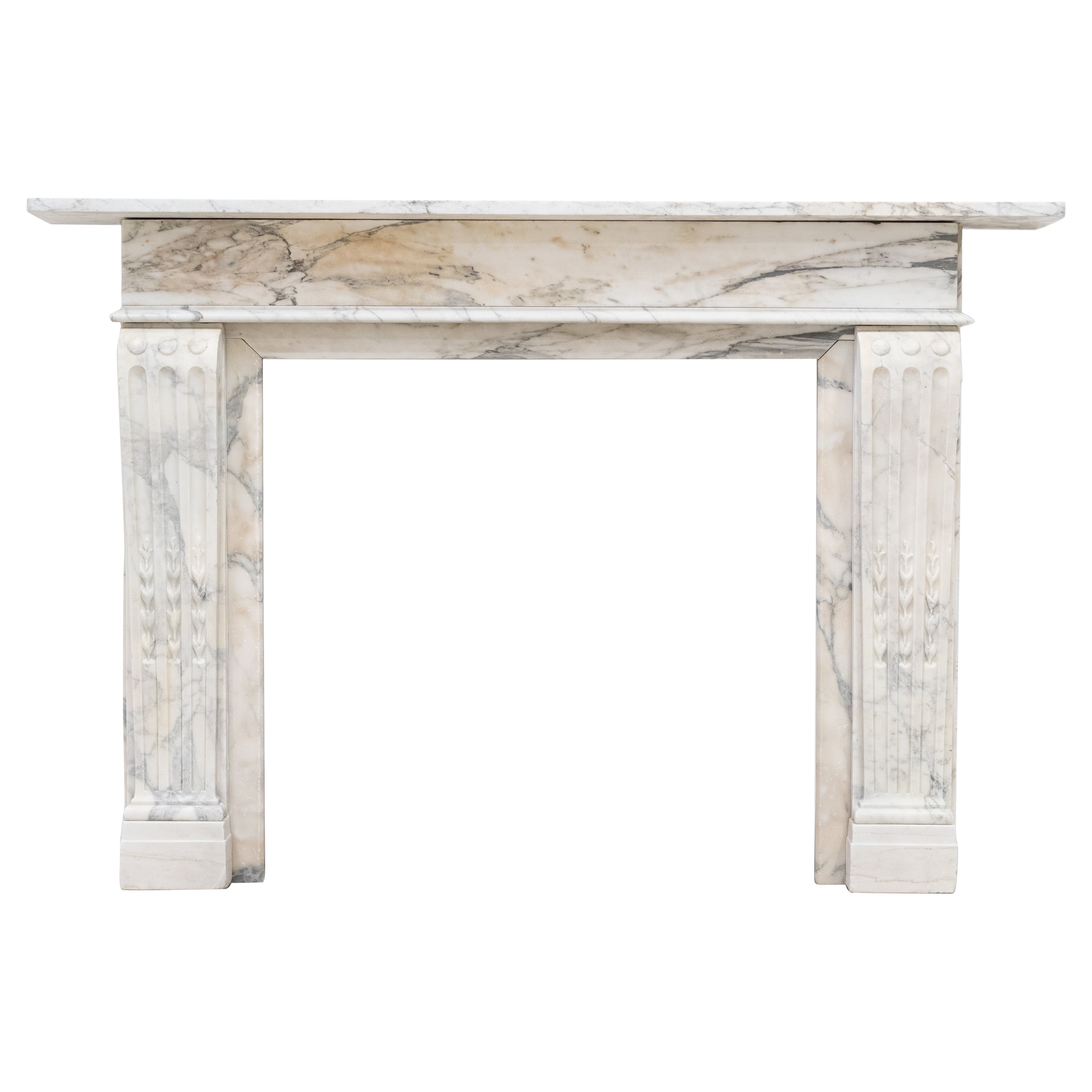 Antique French Style Carved Marble Fireplace For Sale