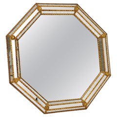 Antique French Style Decorative Brass Mirror
