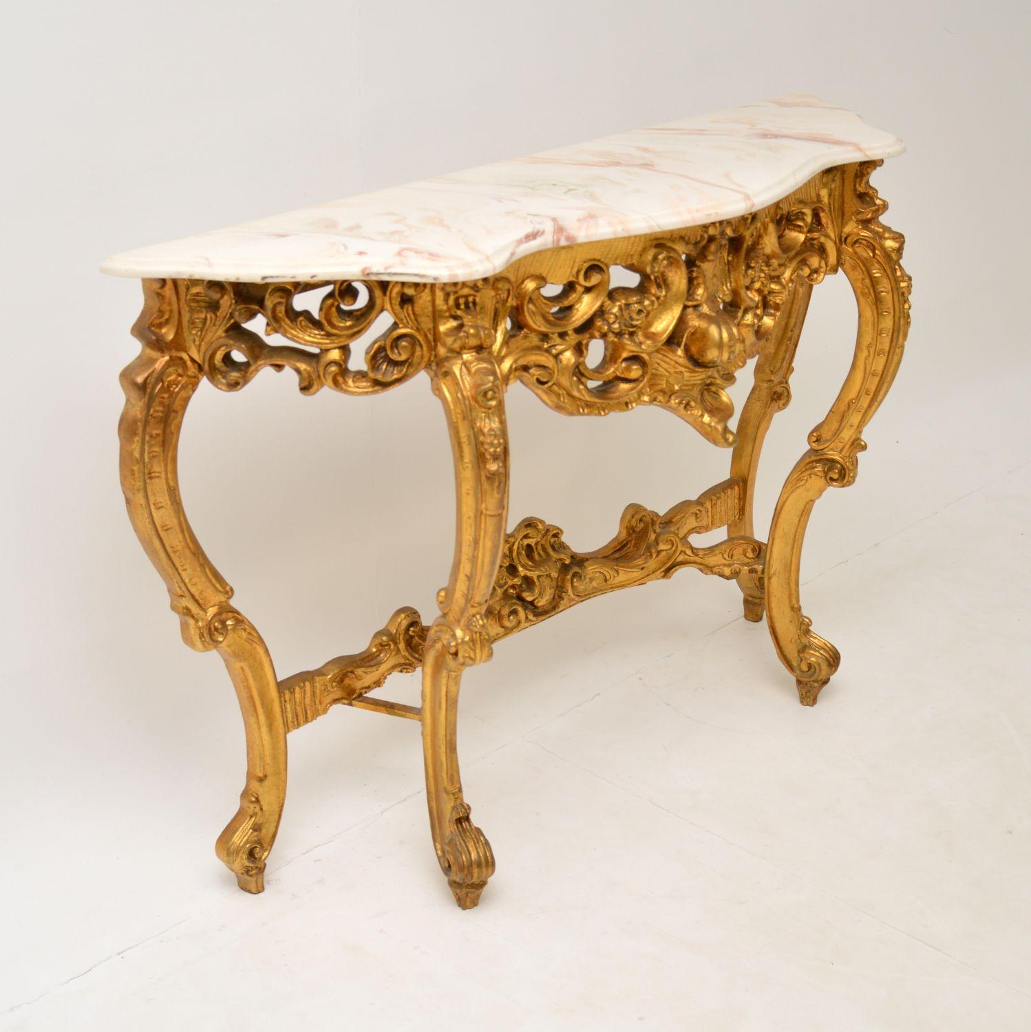 Antique French Style Gilt Wood Console Table In Good Condition In London, GB
