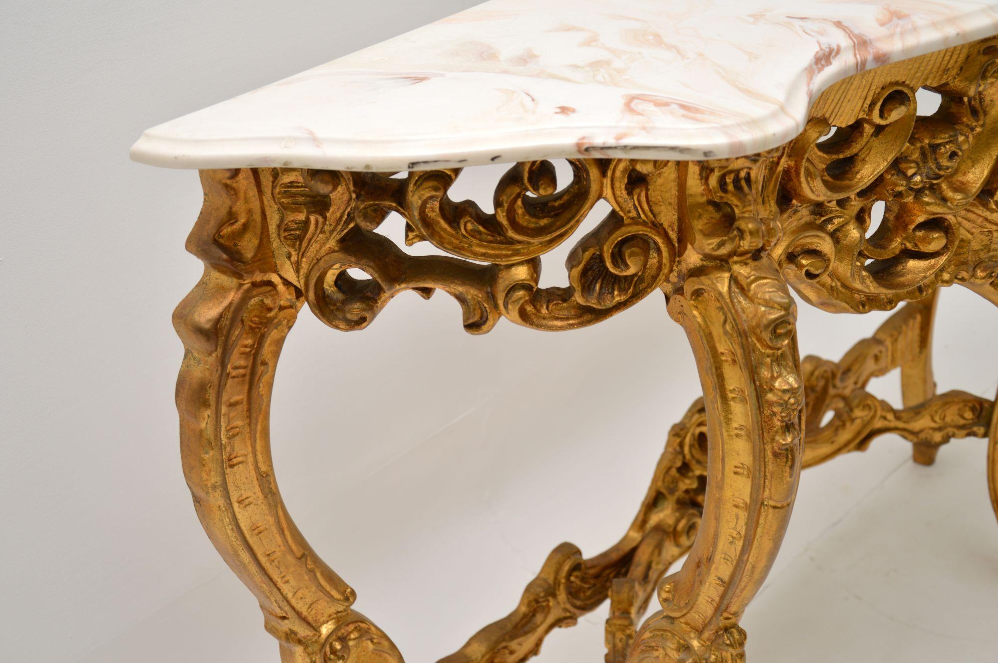20th Century Antique French Style Gilt Wood Console Table