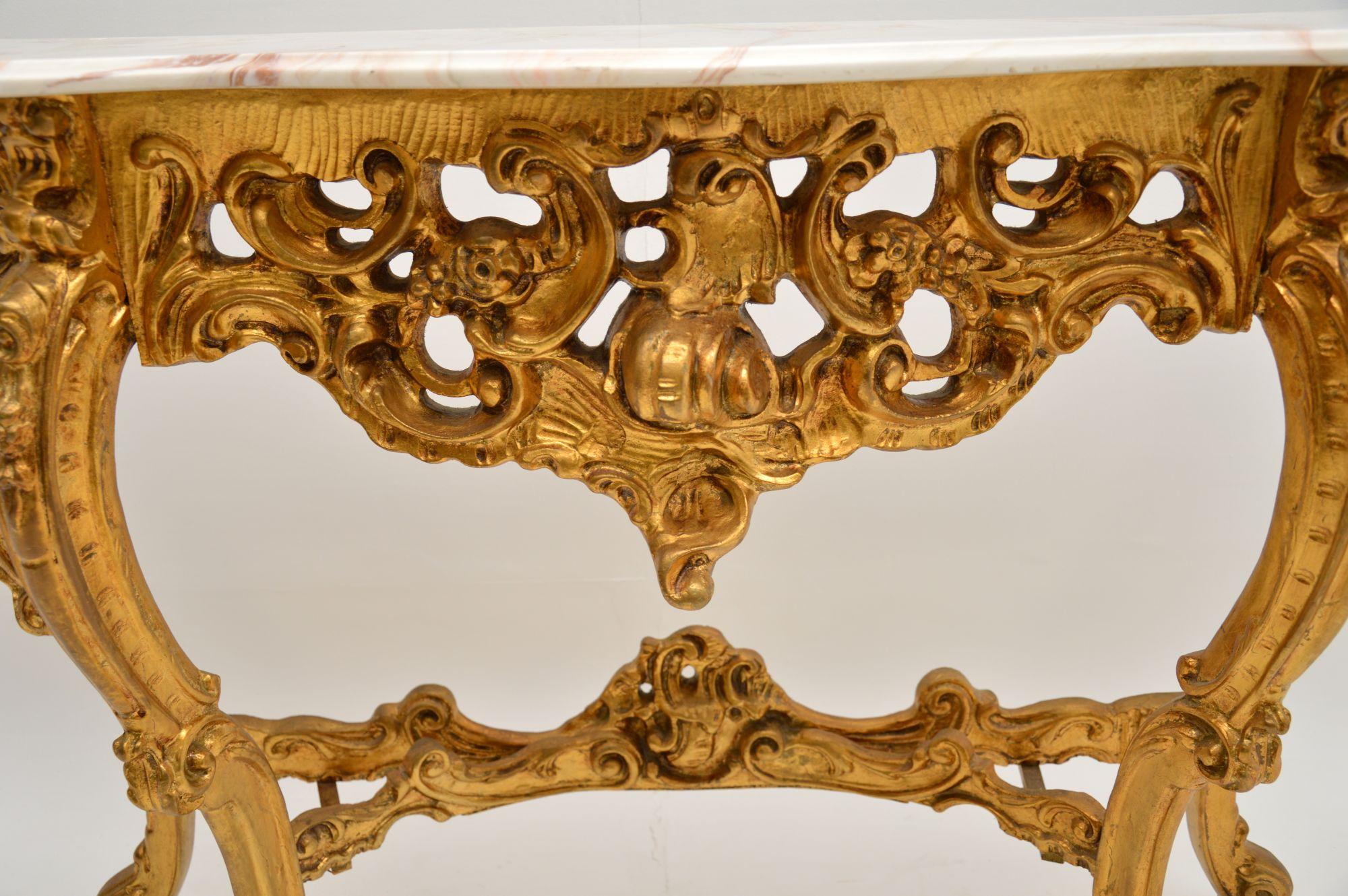 Giltwood Antique French Style Gilt Wood Console Table