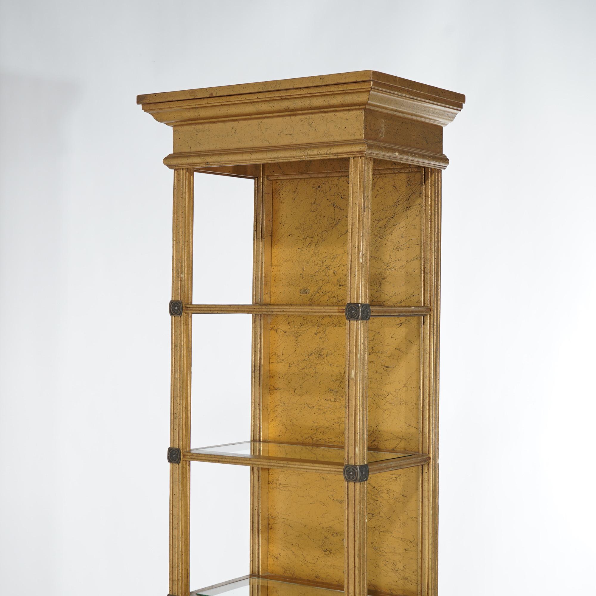 20th Century Antique French Style Giltwood Five-Shelf Lighted Open Display Cabinet 20thC For Sale
