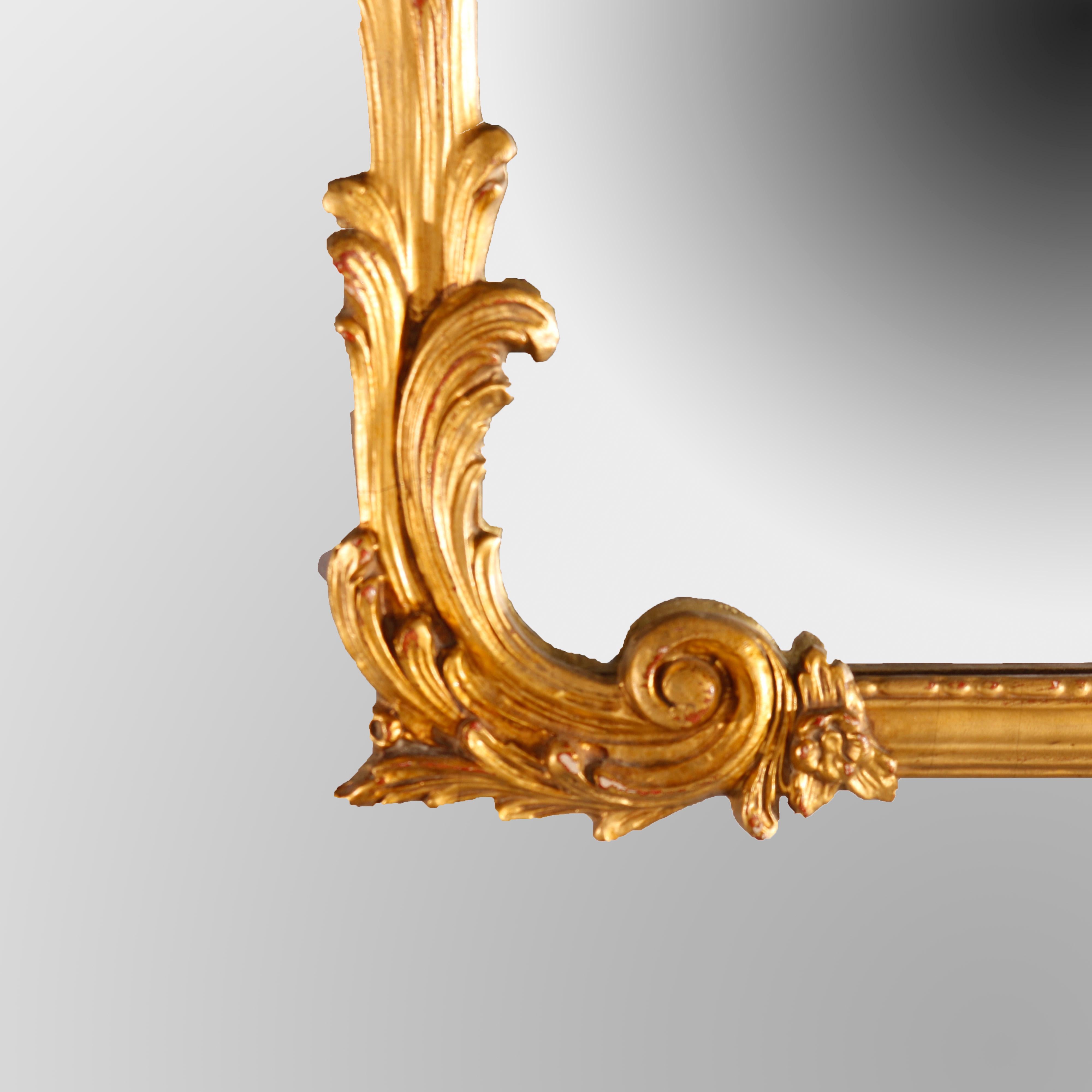 Antique French Style Giltwood Wall Mirror circa 1920 In Good Condition In Big Flats, NY