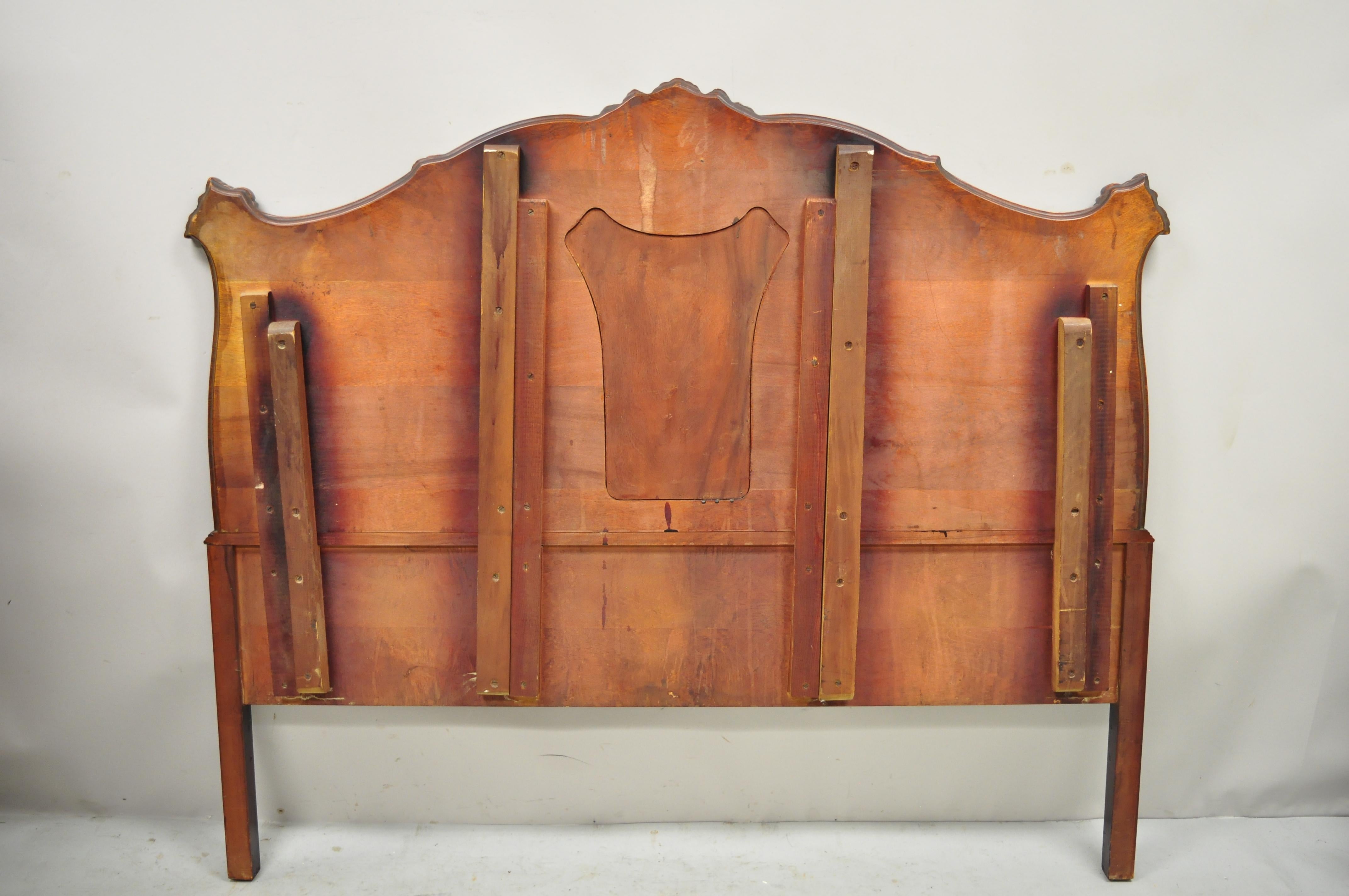 20th Century Antique French Style Hollywood Regency Carved Mahogany Full Size Bed Headboard