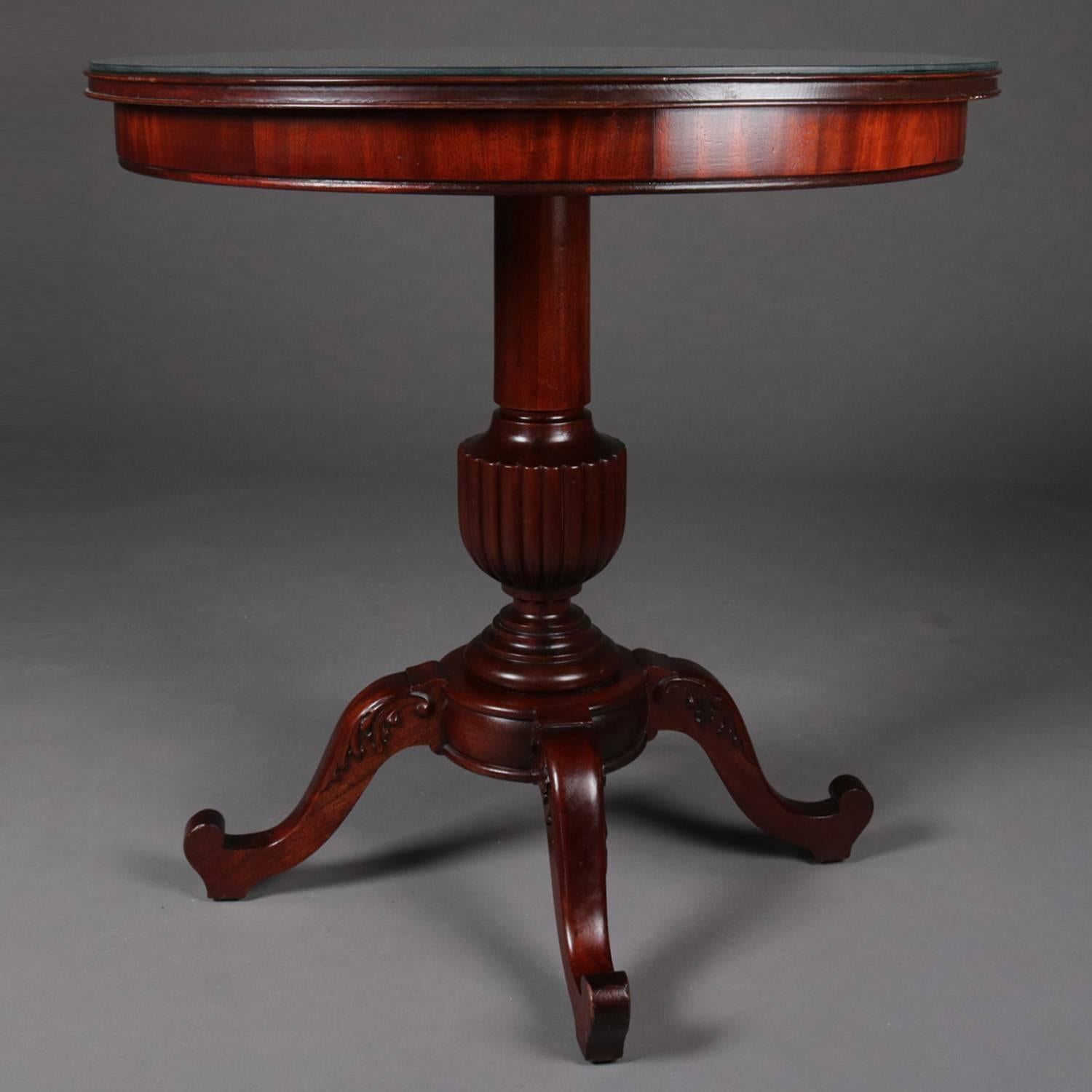 American Antique French Style Horner Bros Carved Flame Mahogany Center Table, circa 1900