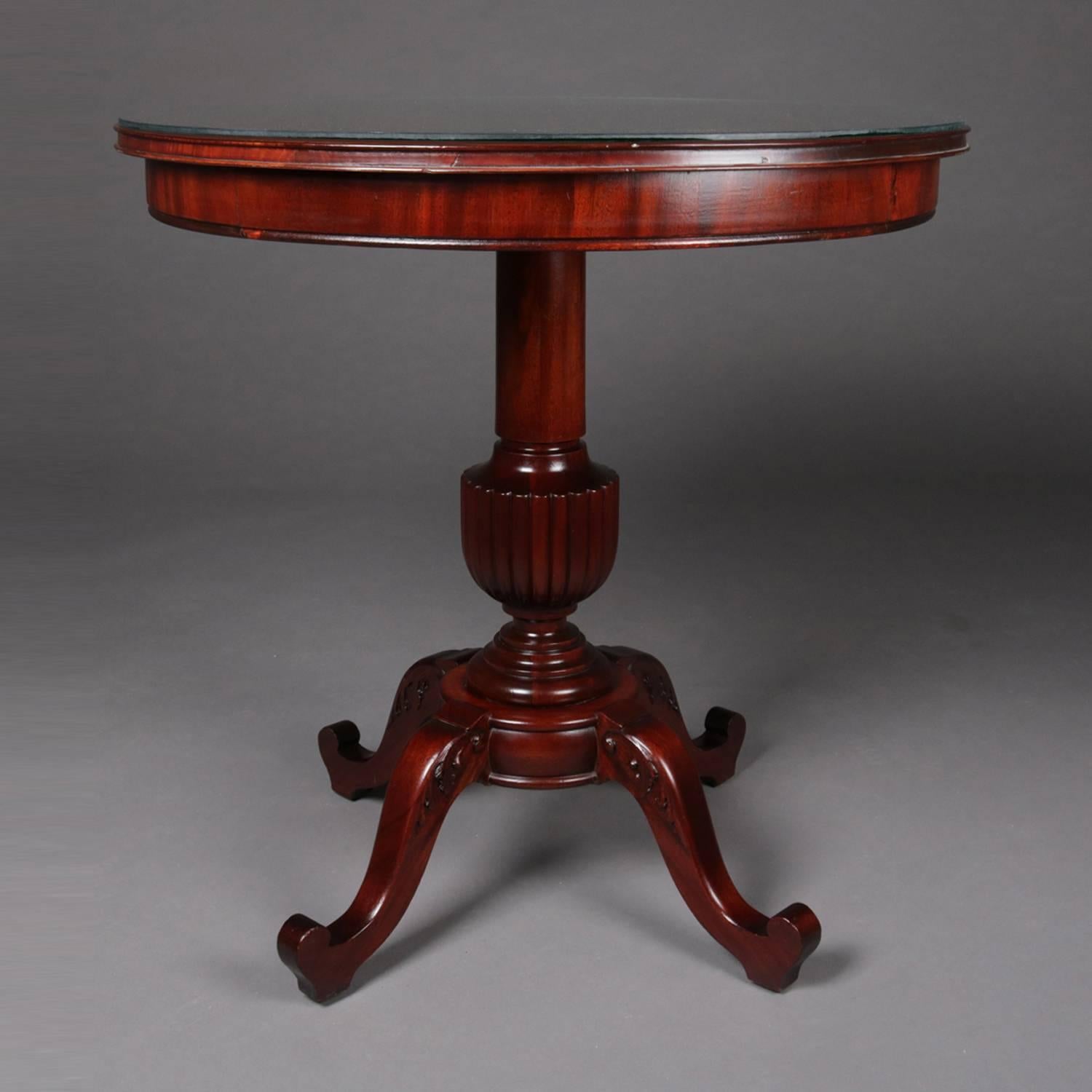 Antique French Style Horner Bros Carved Flame Mahogany Center Table, circa 1900 In Good Condition In Big Flats, NY