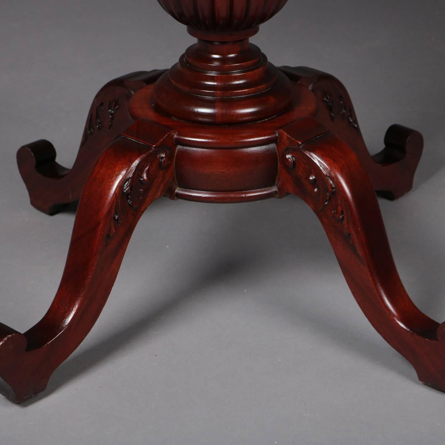 20th Century Antique French Style Horner Bros Carved Flame Mahogany Center Table, circa 1900