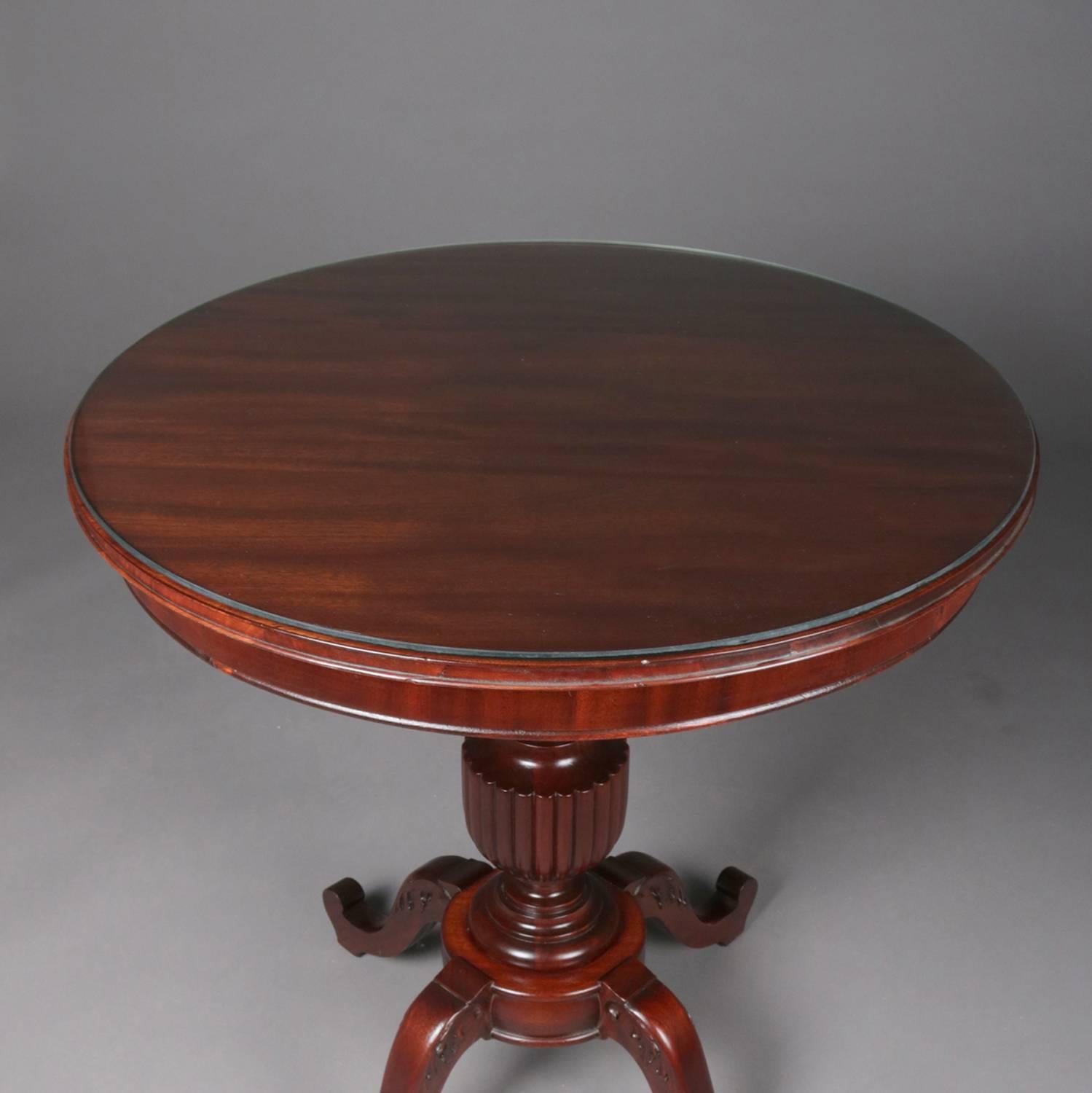Antique French Style Horner Bros Carved Flame Mahogany Center Table, circa 1900 2