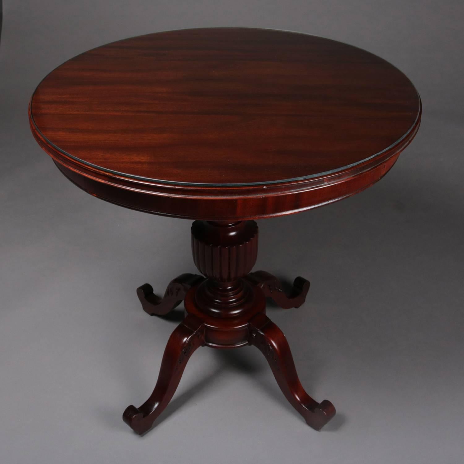Antique French Style Horner Bros Carved Flame Mahogany Center Table, circa 1900 3