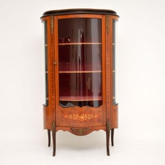 Antique French Style Inlaid Marquetry Display Cabinet