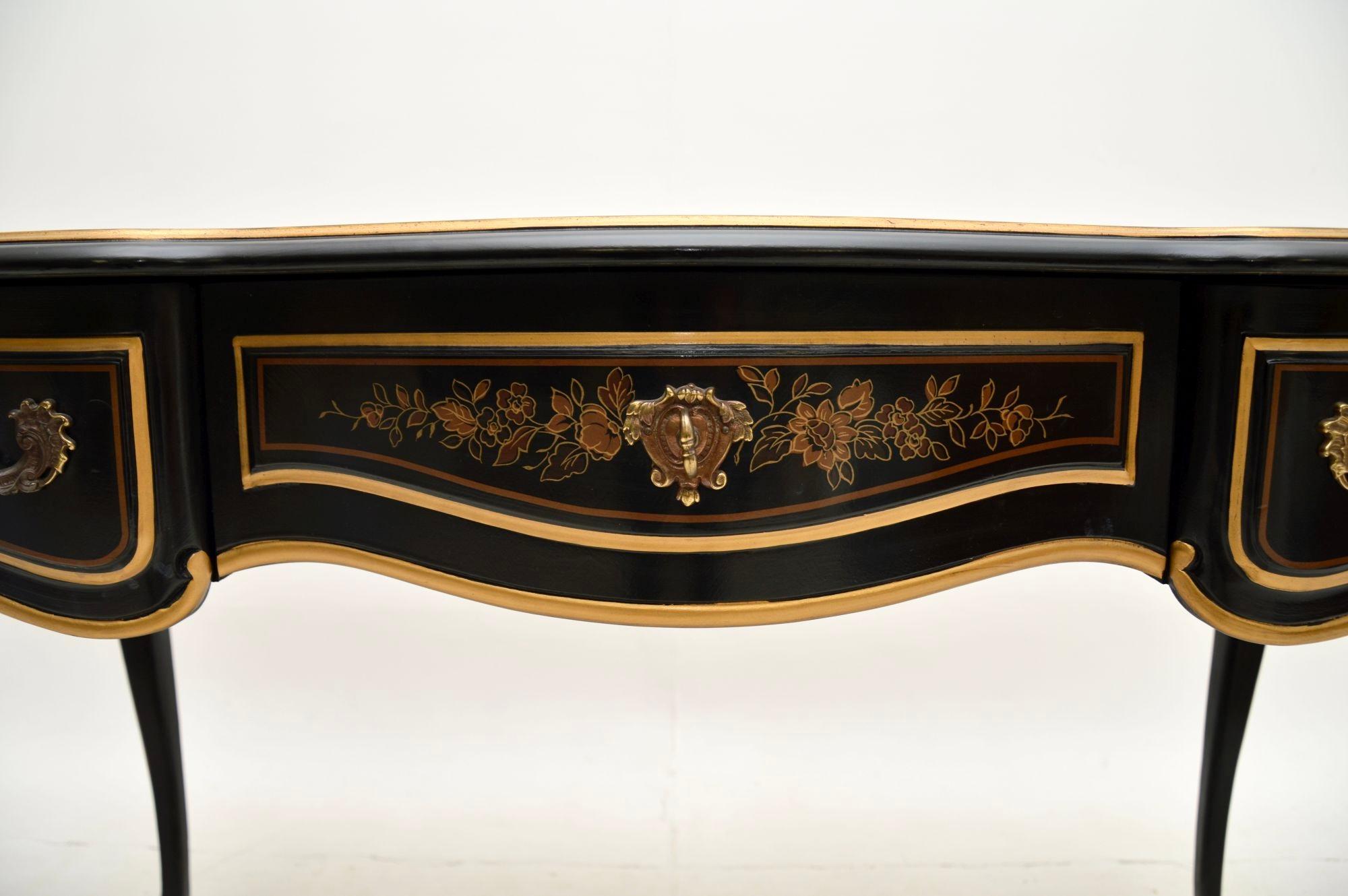 Antique French Style Lacquered Chinoiserie Bureau Plat Desk 5
