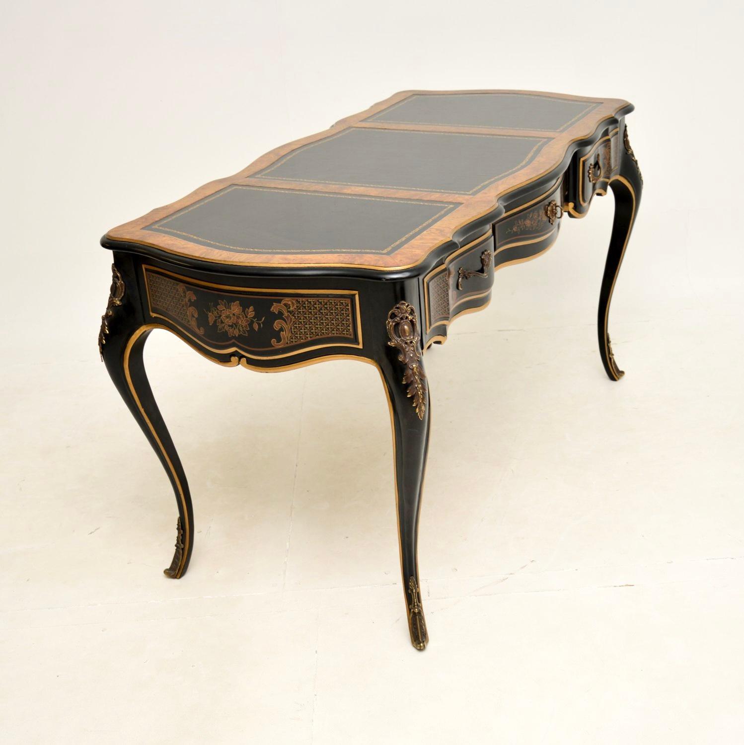 American Antique French Style Lacquered Chinoiserie Bureau Plat Desk