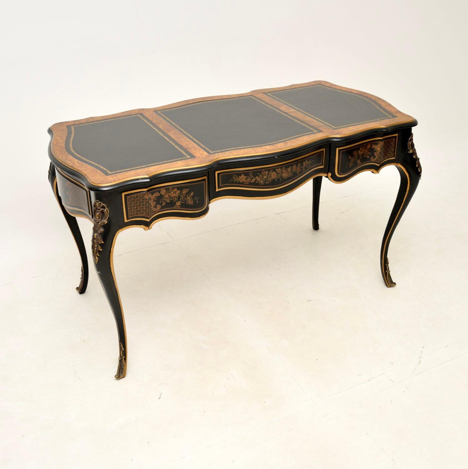 Late 20th Century Antique French Style Lacquered Chinoiserie Bureau Plat Desk