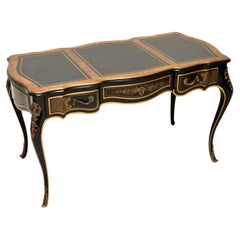 Vintage French Style Lacquered Chinoiserie Bureau Plat Desk