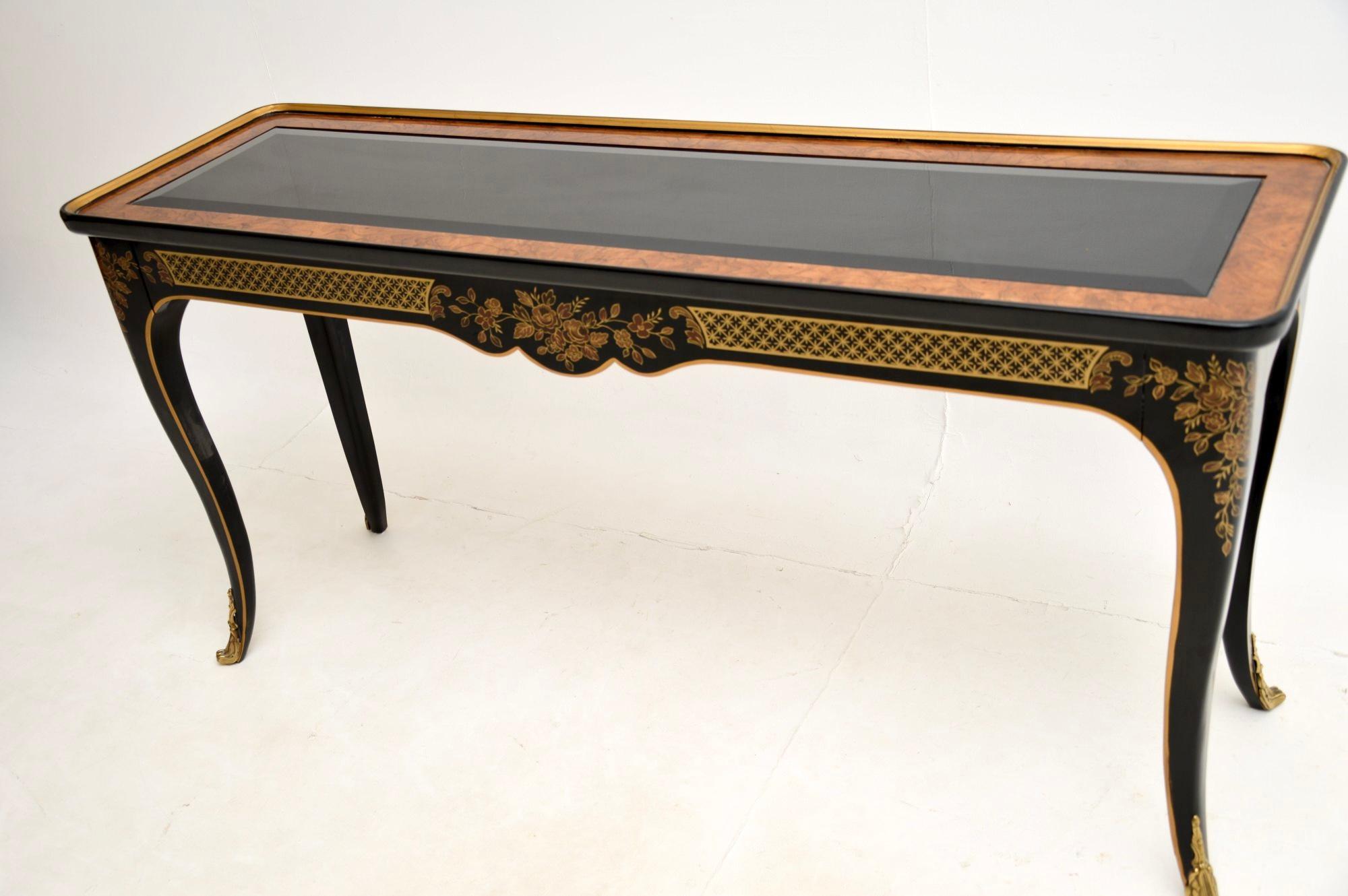 Antique French Style Lacquered Chinoiserie Console Table 4