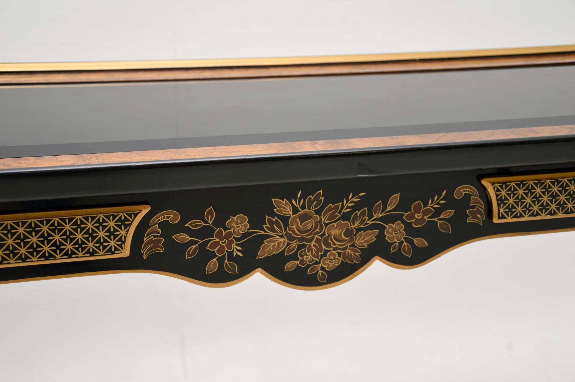 Antique French Style Lacquered Chinoiserie Console Table 5