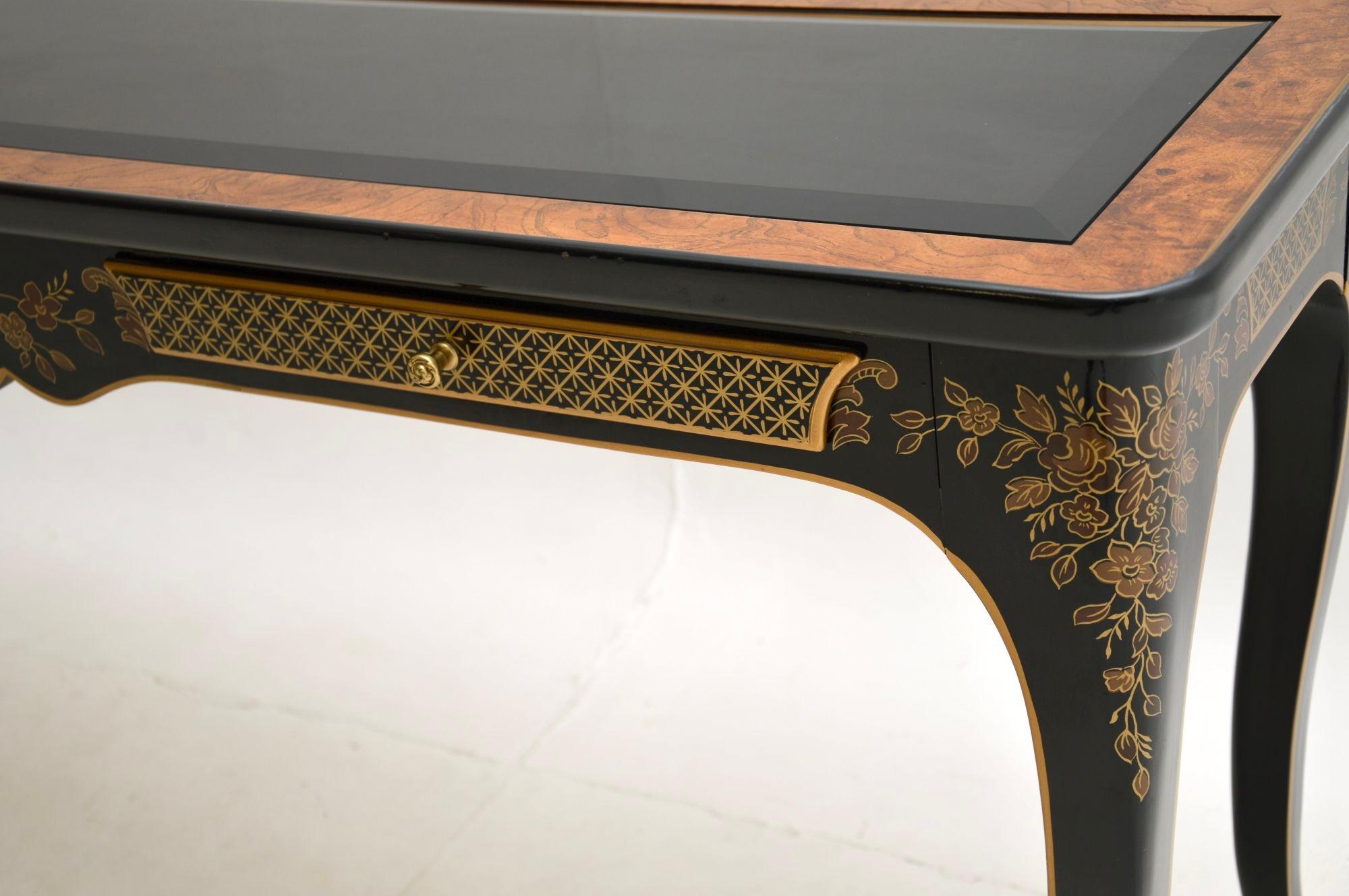 Antique French Style Lacquered Chinoiserie Console Table 6