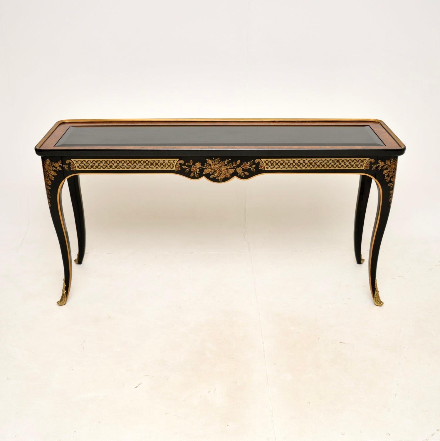 American Antique French Style Lacquered Chinoiserie Console Table