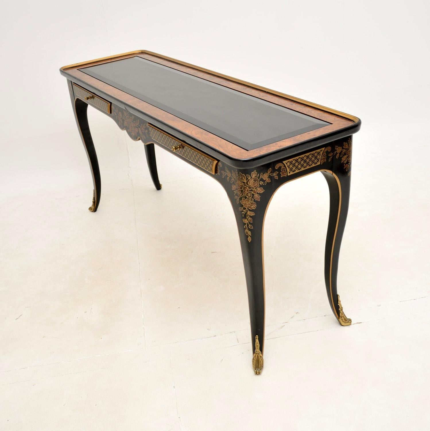 Late 20th Century Antique French Style Lacquered Chinoiserie Console Table