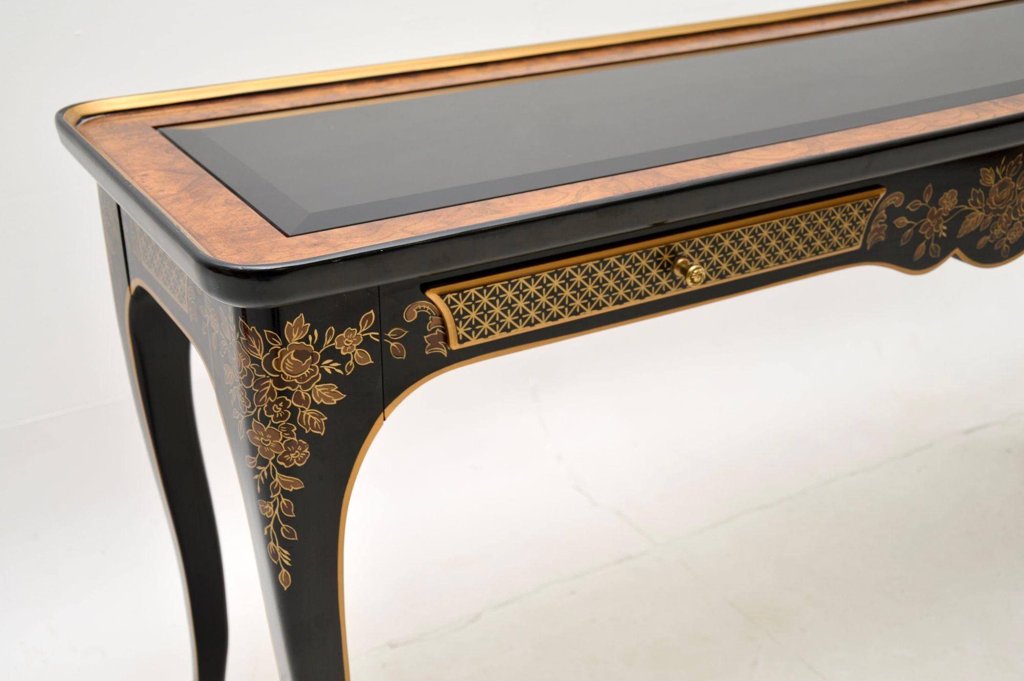 Antique French Style Lacquered Chinoiserie Console Table 3