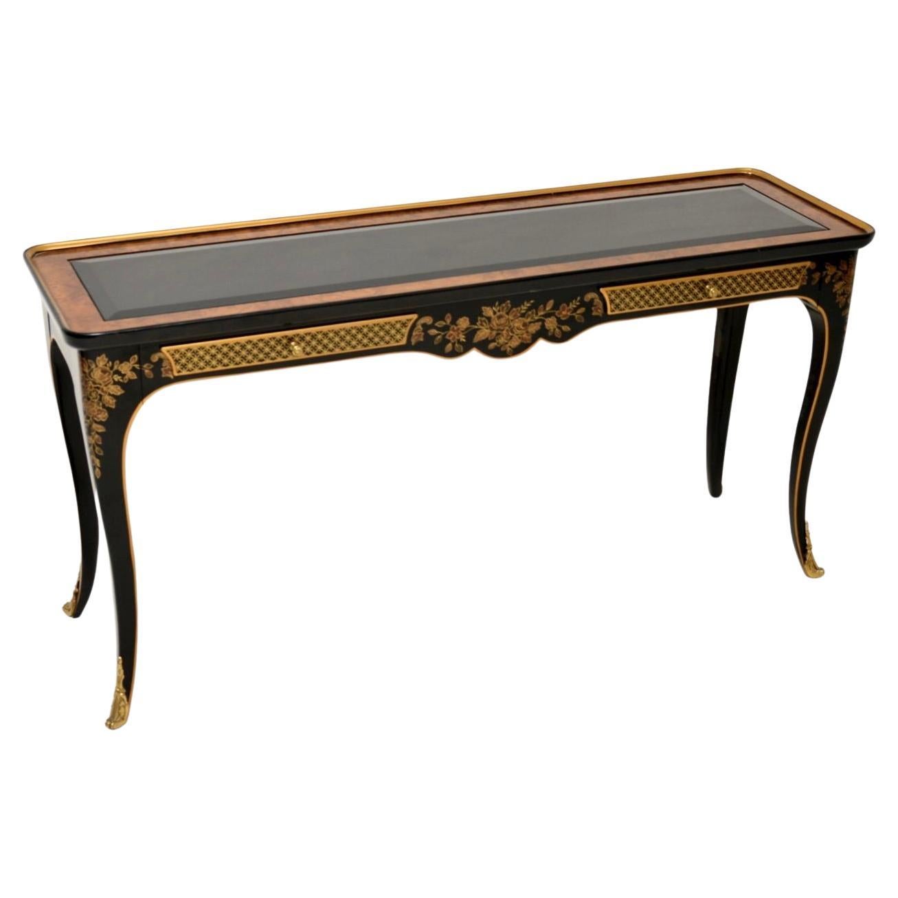 Antique French Style Lacquered Chinoiserie Console Table