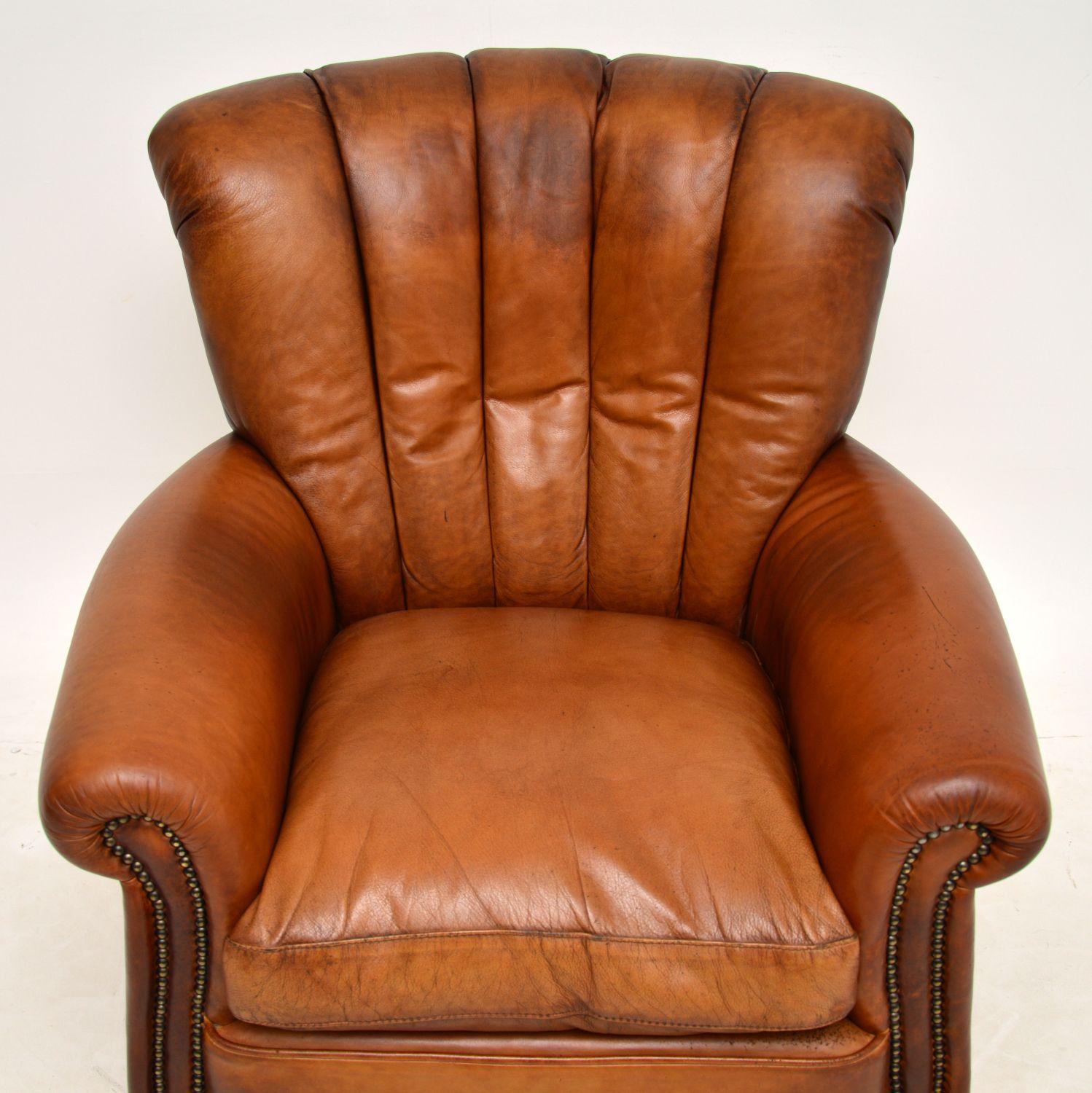 Antique French Style Leather Club Armchair In Good Condition In London, GB