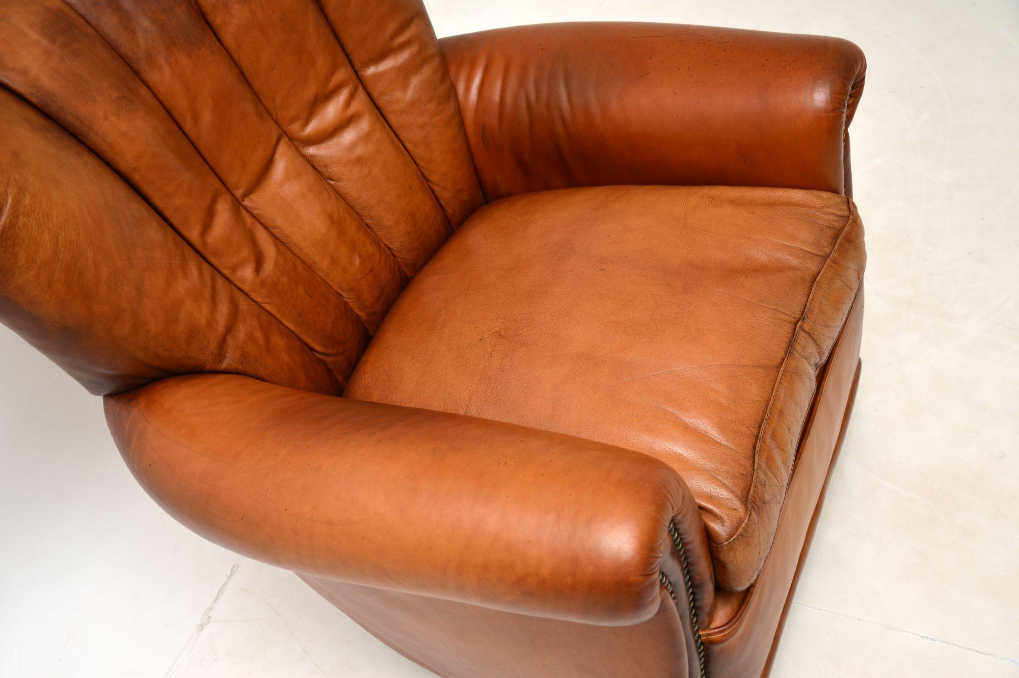 20th Century Antique French Style Leather Club Armchair