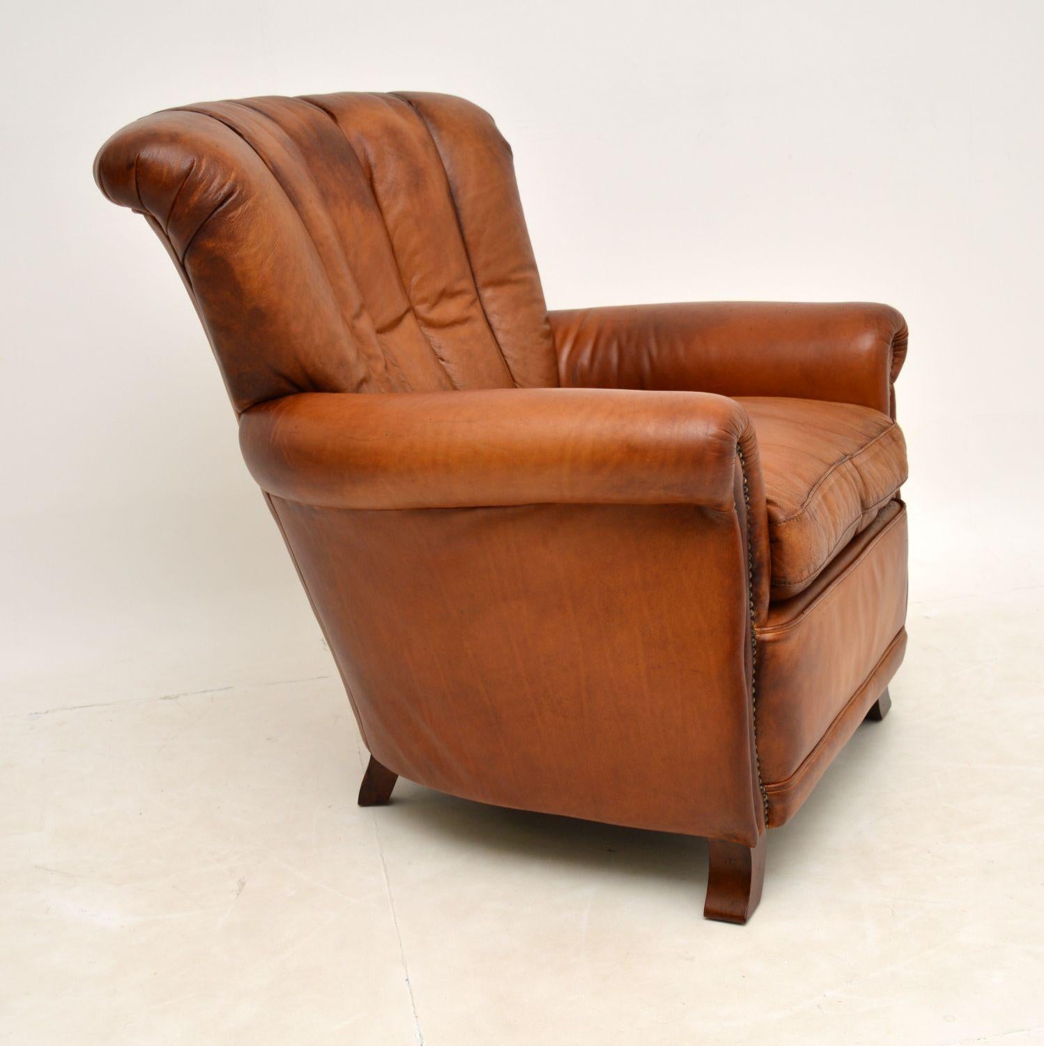 Antique French Style Leather Club Armchair 1