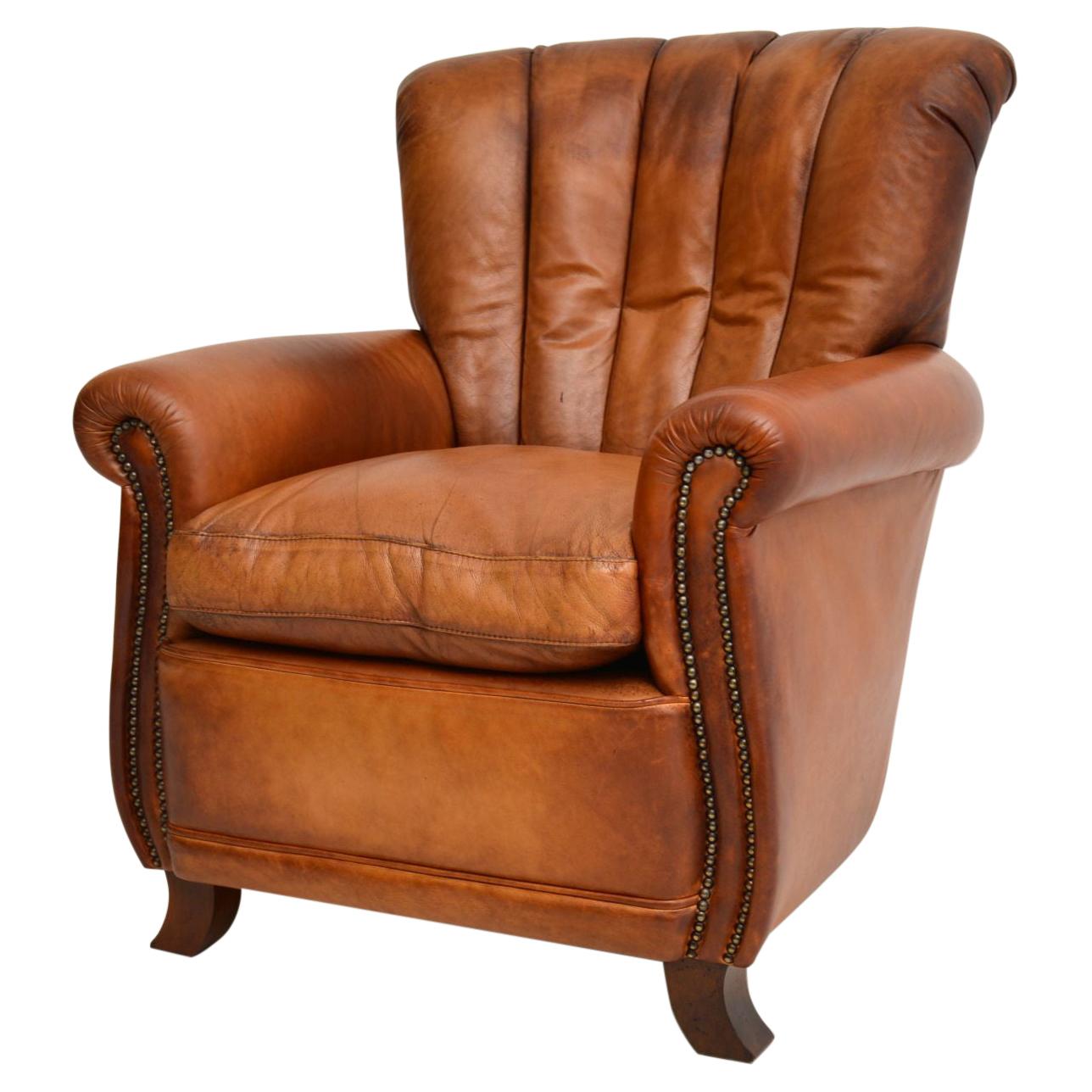 Antique French Style Leather Club Armchair