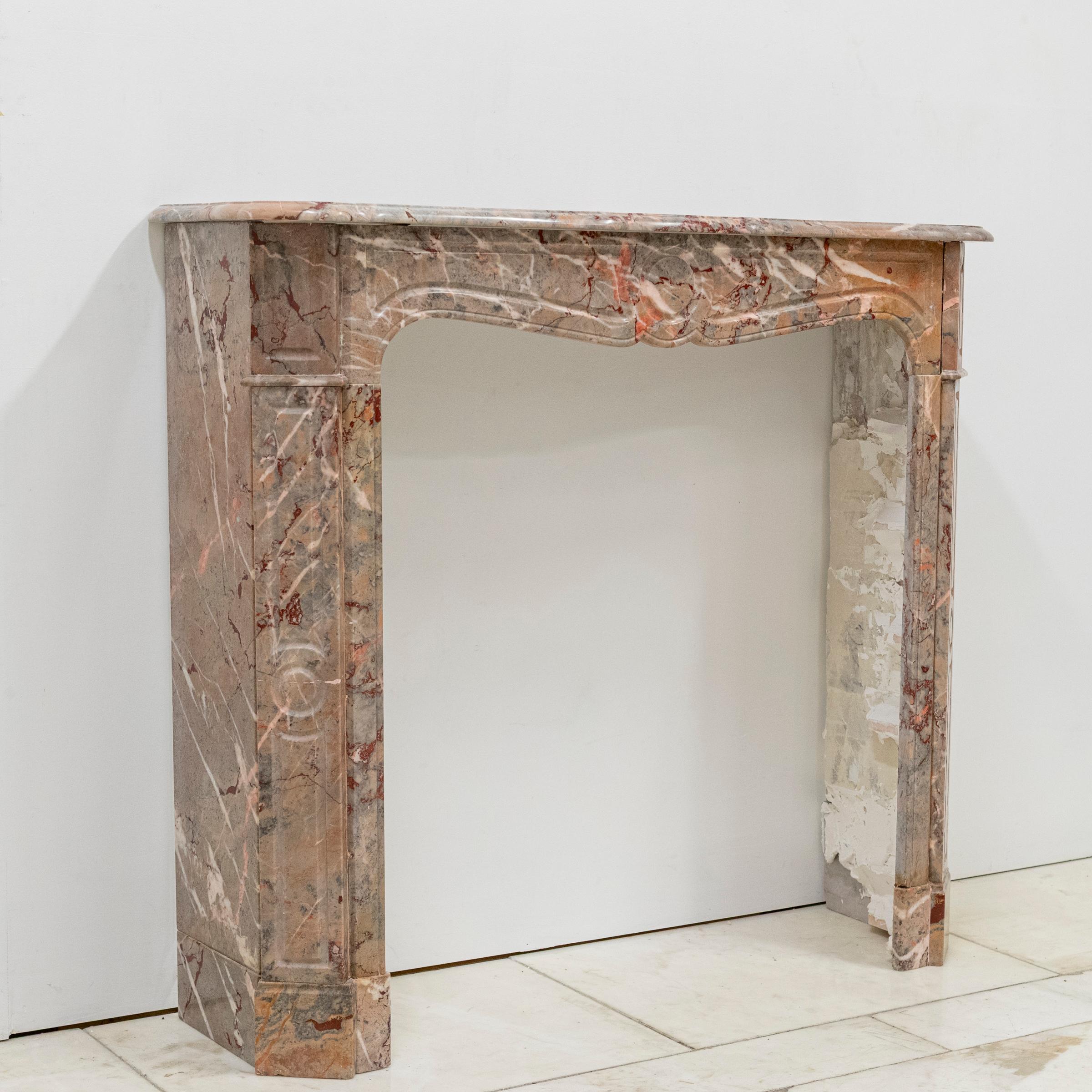 Louis XV Antique French Style Louis Pompadour ashburton Marble Fireplace For Sale