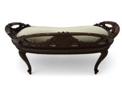 Antique French Style Louis VXI Style Carved Walnut Window Bench