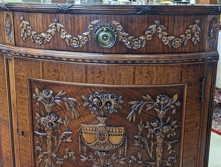 Antique French Style, Mahogany Demilune, Server, Sideboard For Sale at