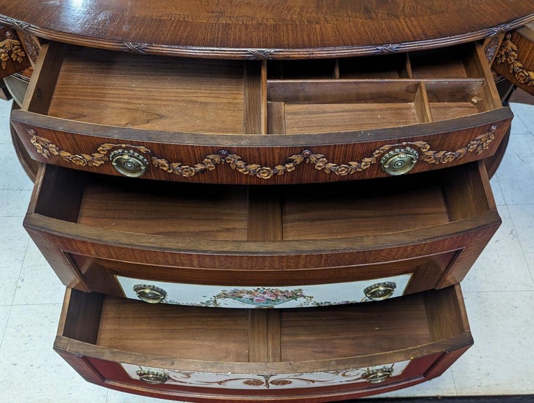 Antique French Style, Mahogany Demilune, Server, Sideboard For Sale at