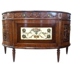 Antique French Style, Mahogany Demilune, Server, Sideboard