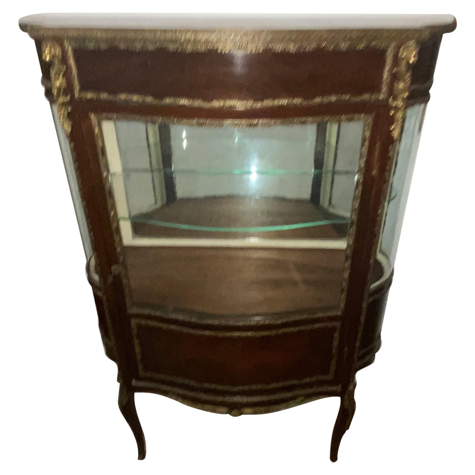 Antique French Style Mahogany Display Cabinet For Sale