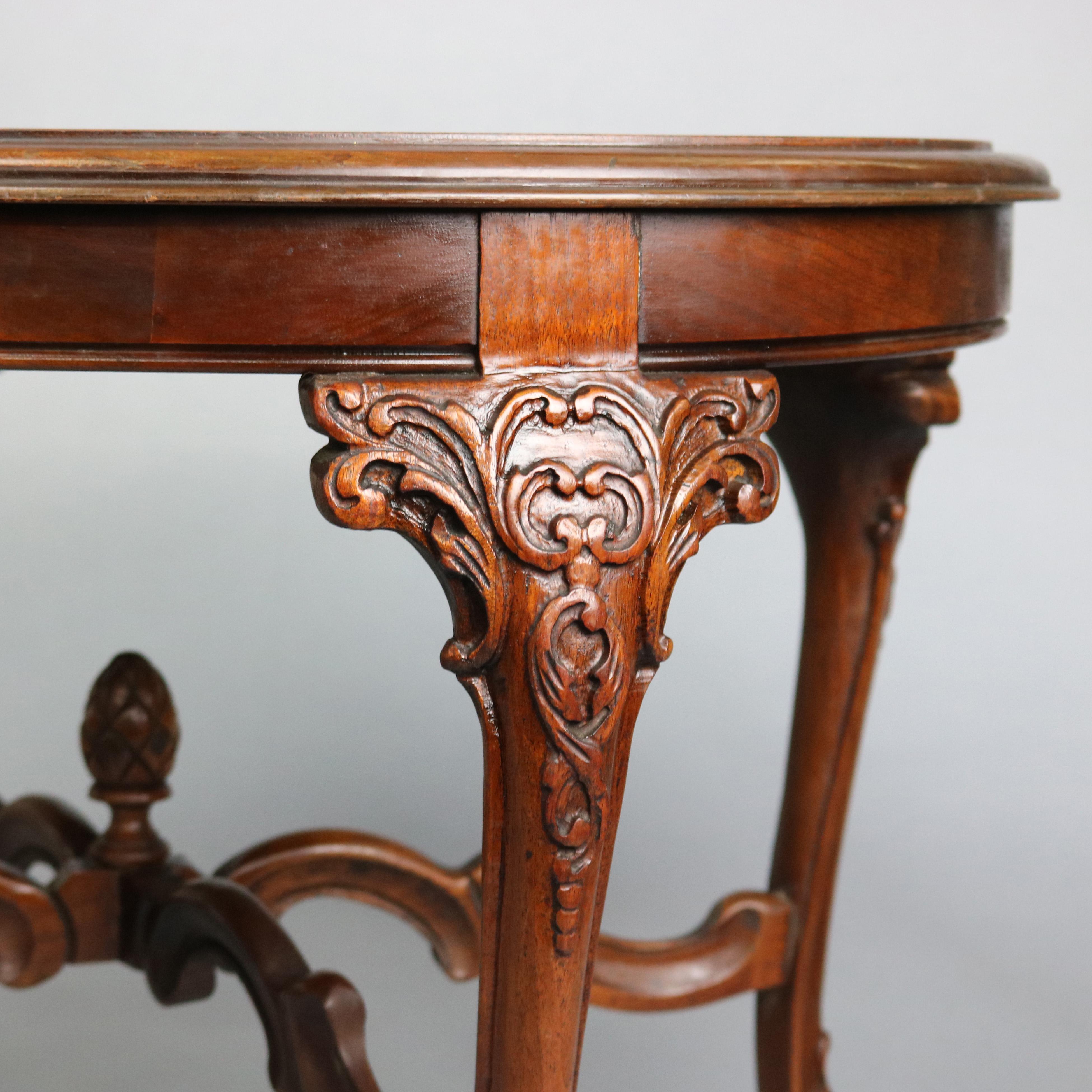20th Century Antique French Style Mahogany and Kingwood Marquetry Inlaid Low Side Table