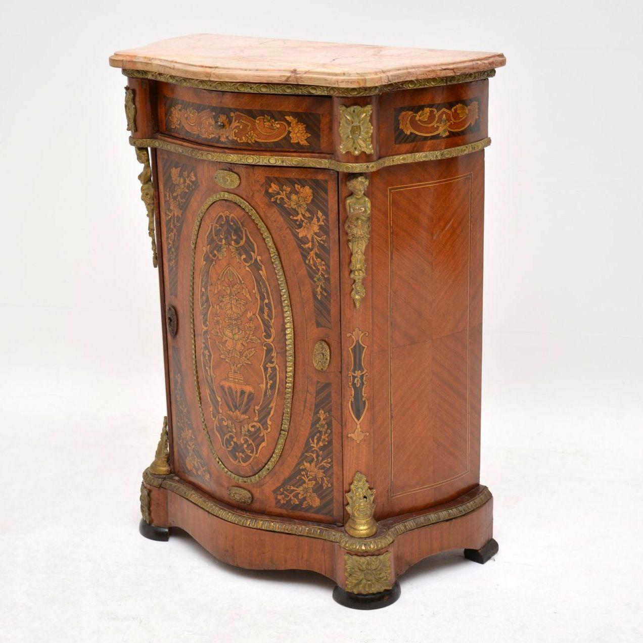 Louis XIV Antique French Style Marble-Top Cabinet